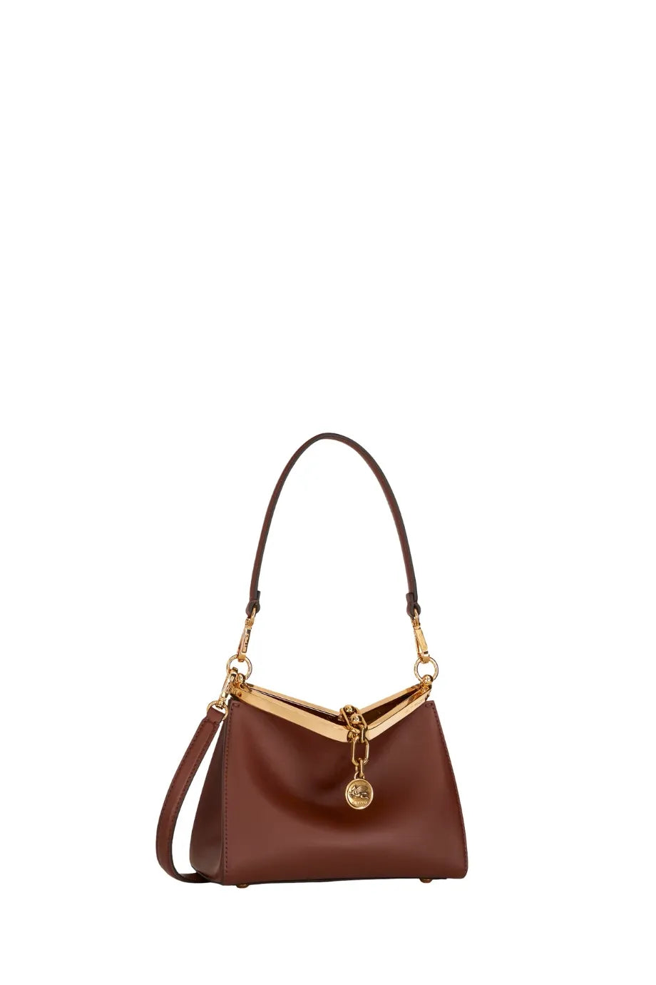 Vela Small Leather Shoulder Bag in Brown