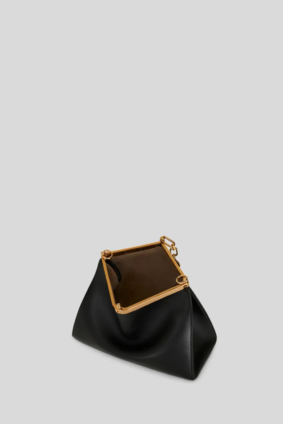 Vela Medium Leather Shoulder Bag in Black