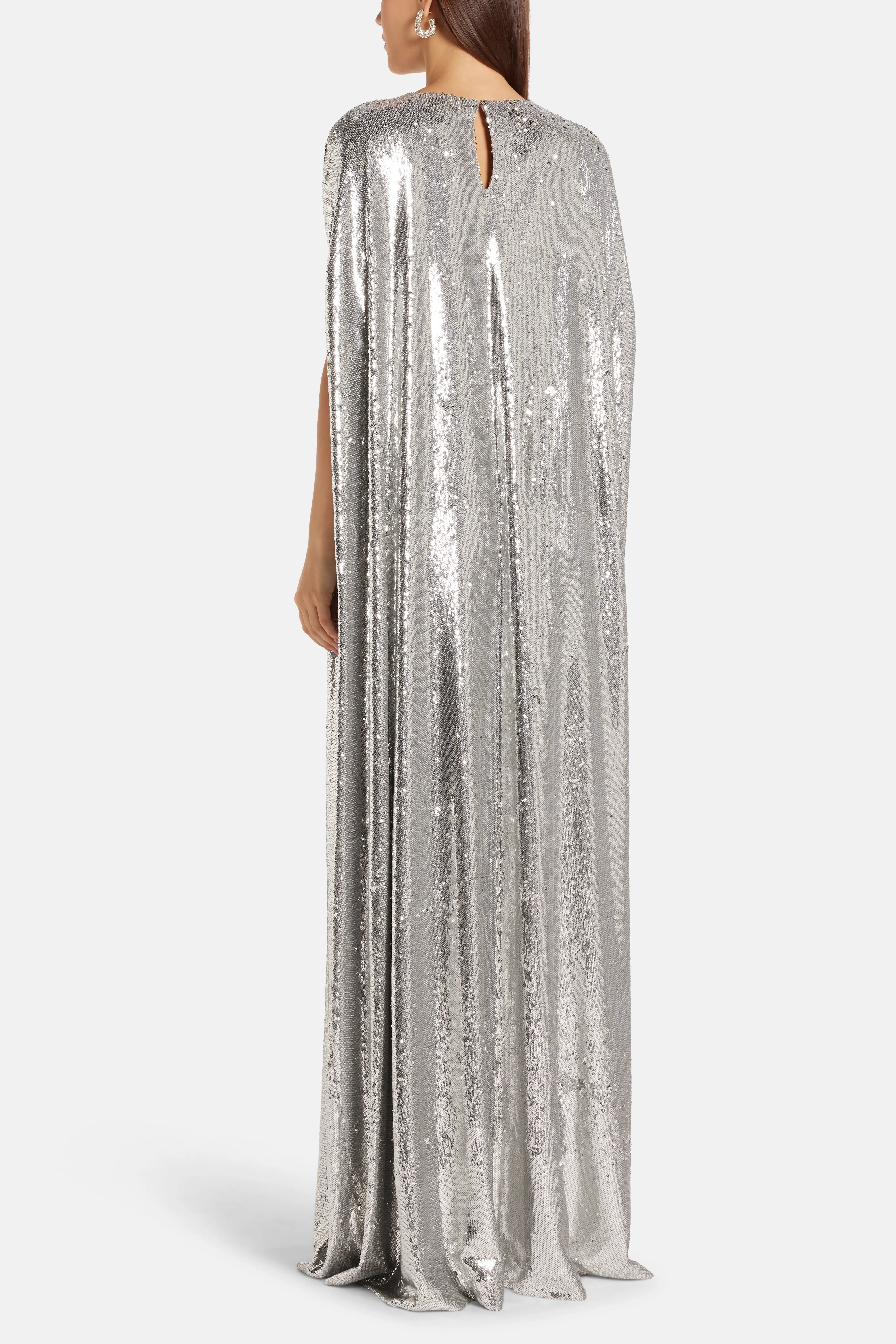 Eleonore Sequins Evening Dress in Silver