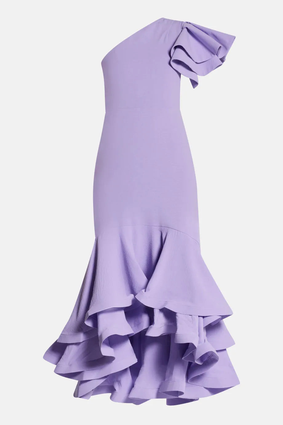 One Shoulder Tiered Ruffle Maxi Dress in Purple