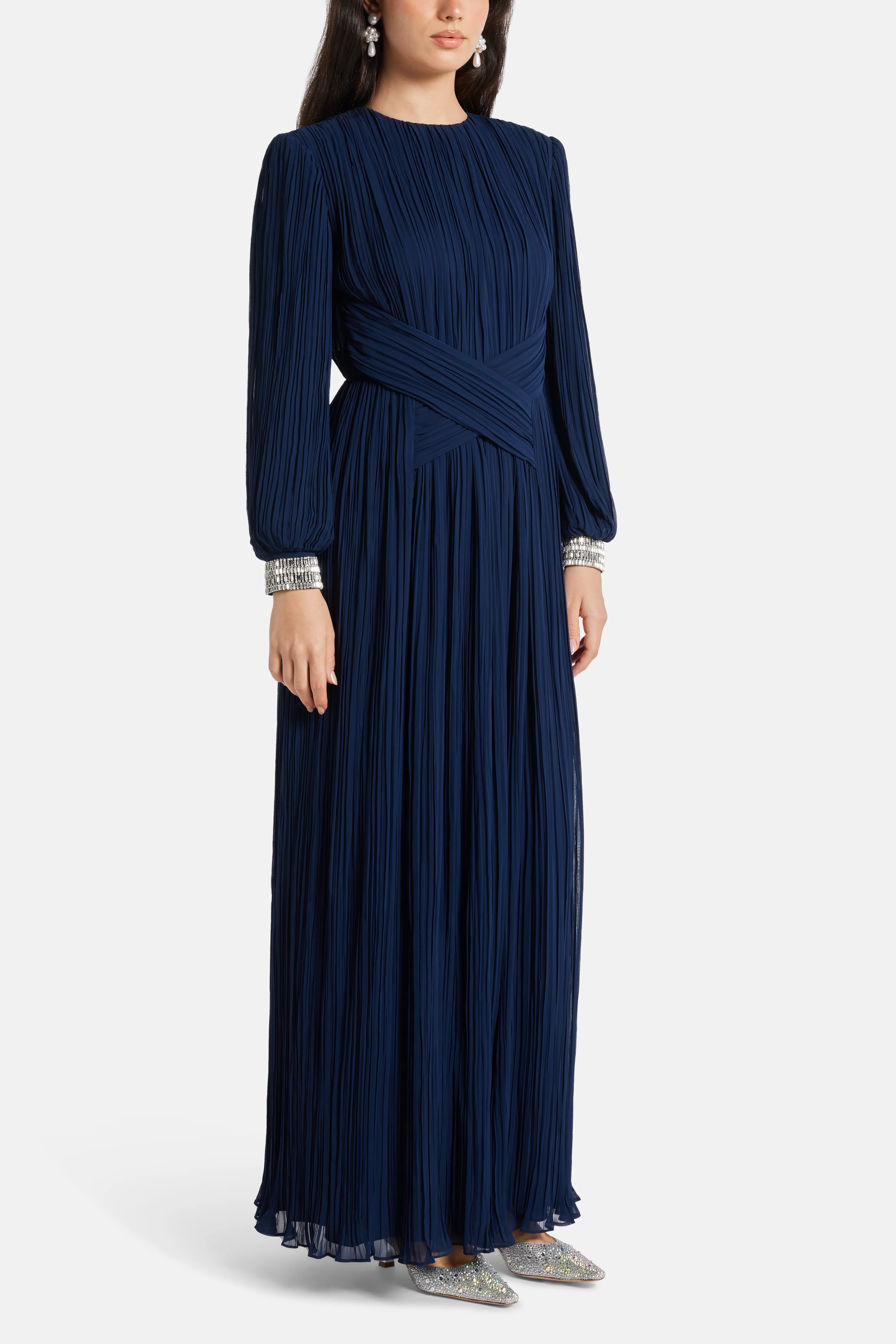 Danita Embellished Evening Dress in Blue