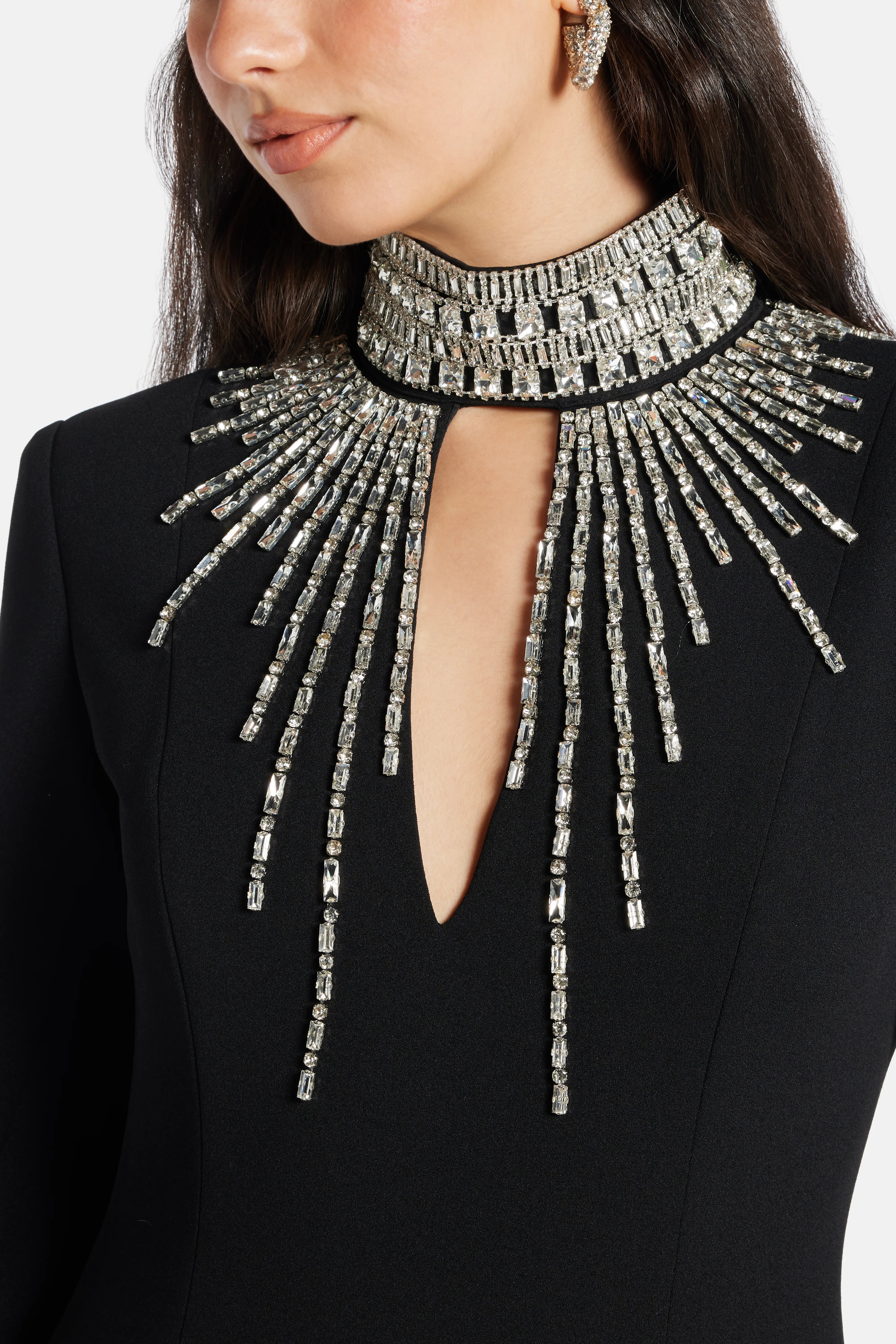 Jovita Embellished Evening Dress in Black