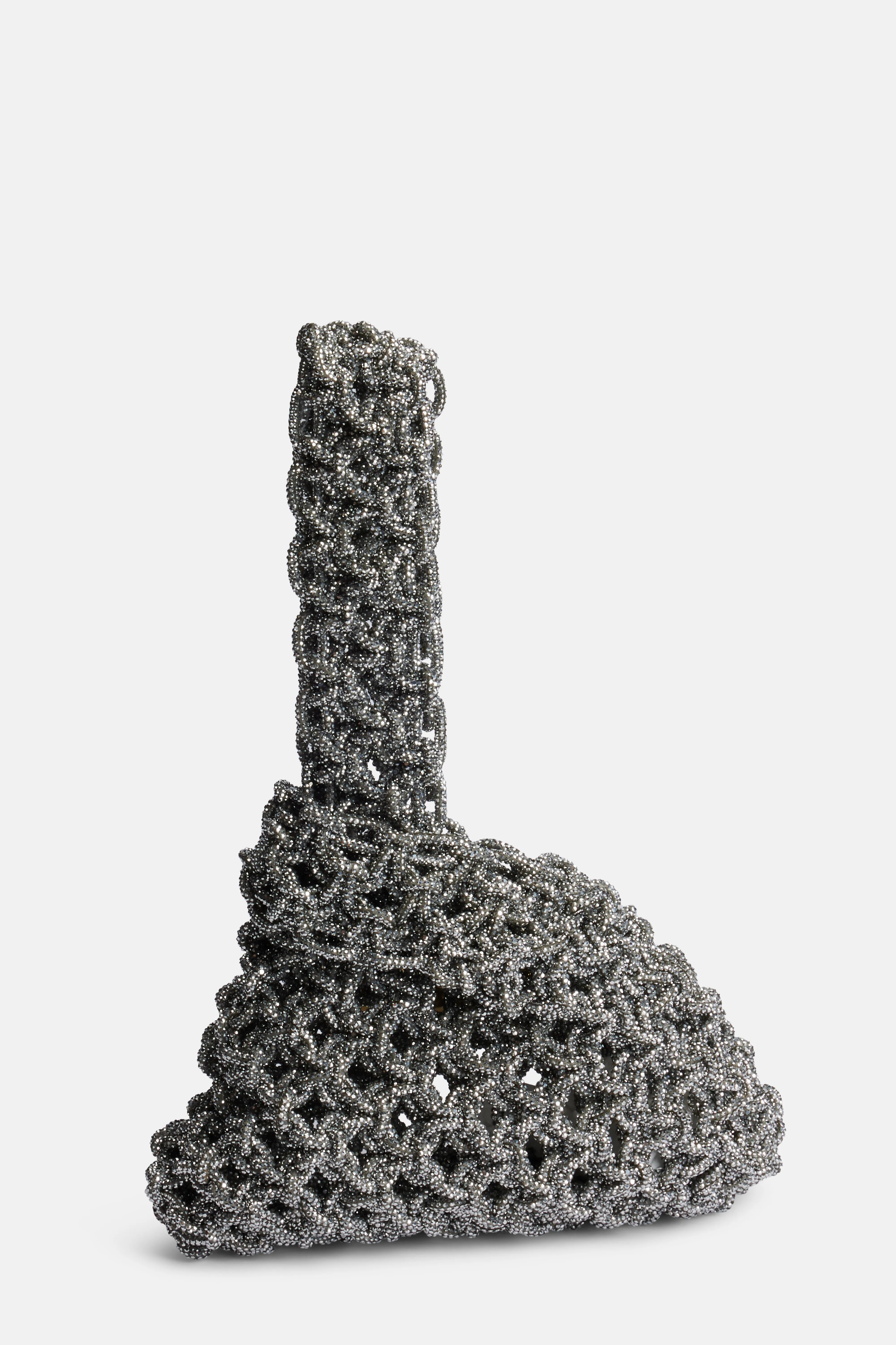 Niky Crystals Top Handle Bag in Silver