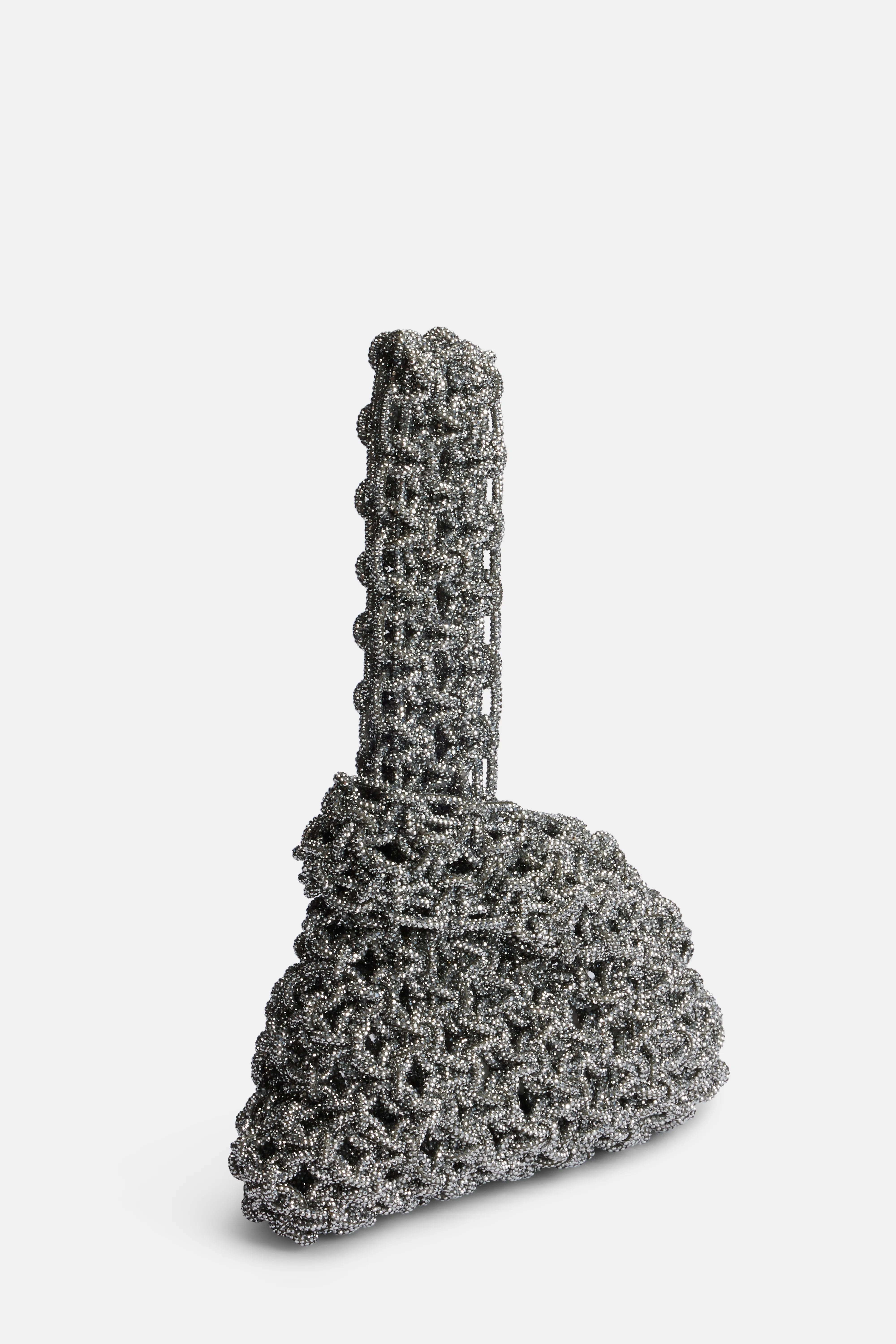 Niky Crystals Top Handle Bag in Silver