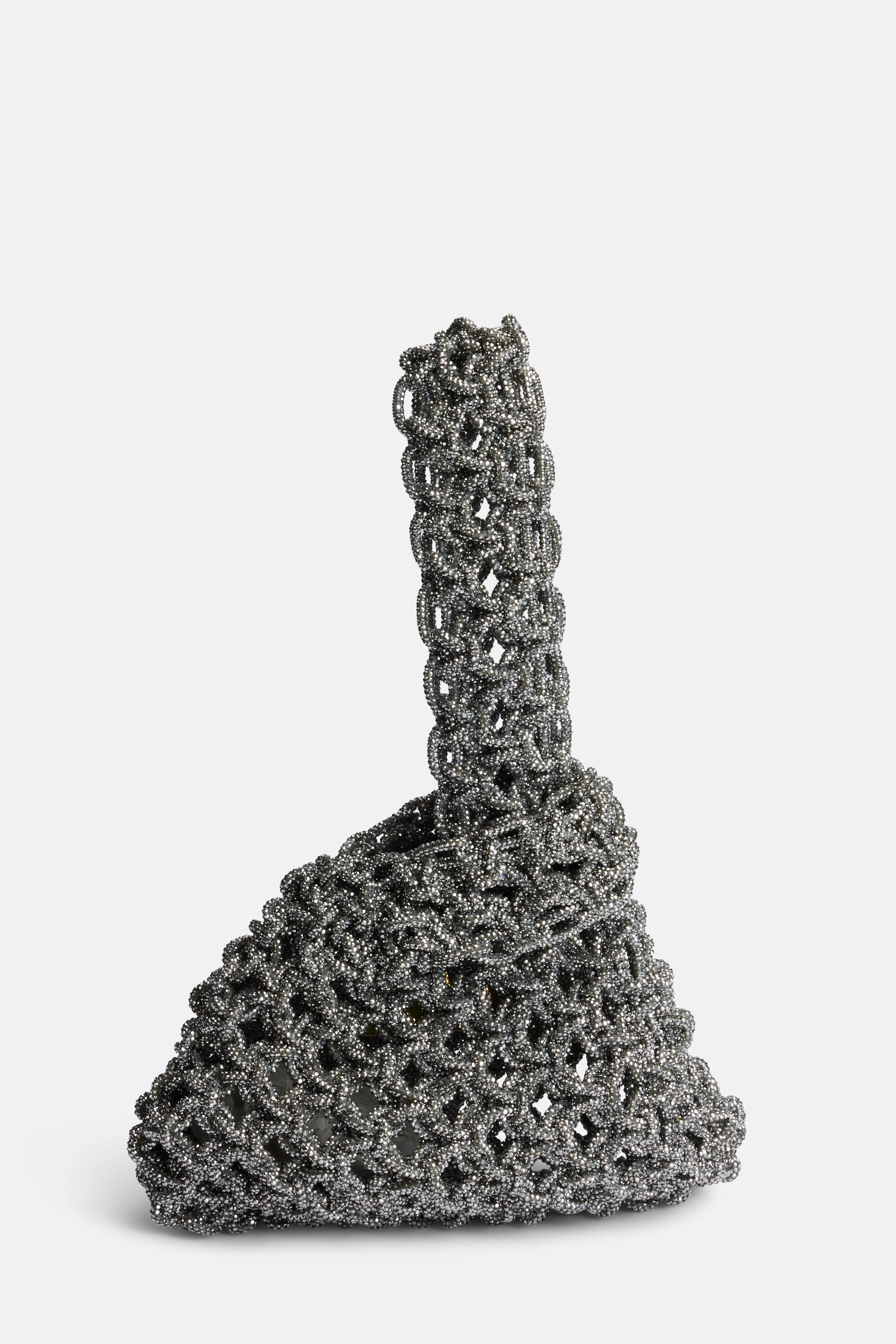 Niky Crystals Top Handle Bag in Silver