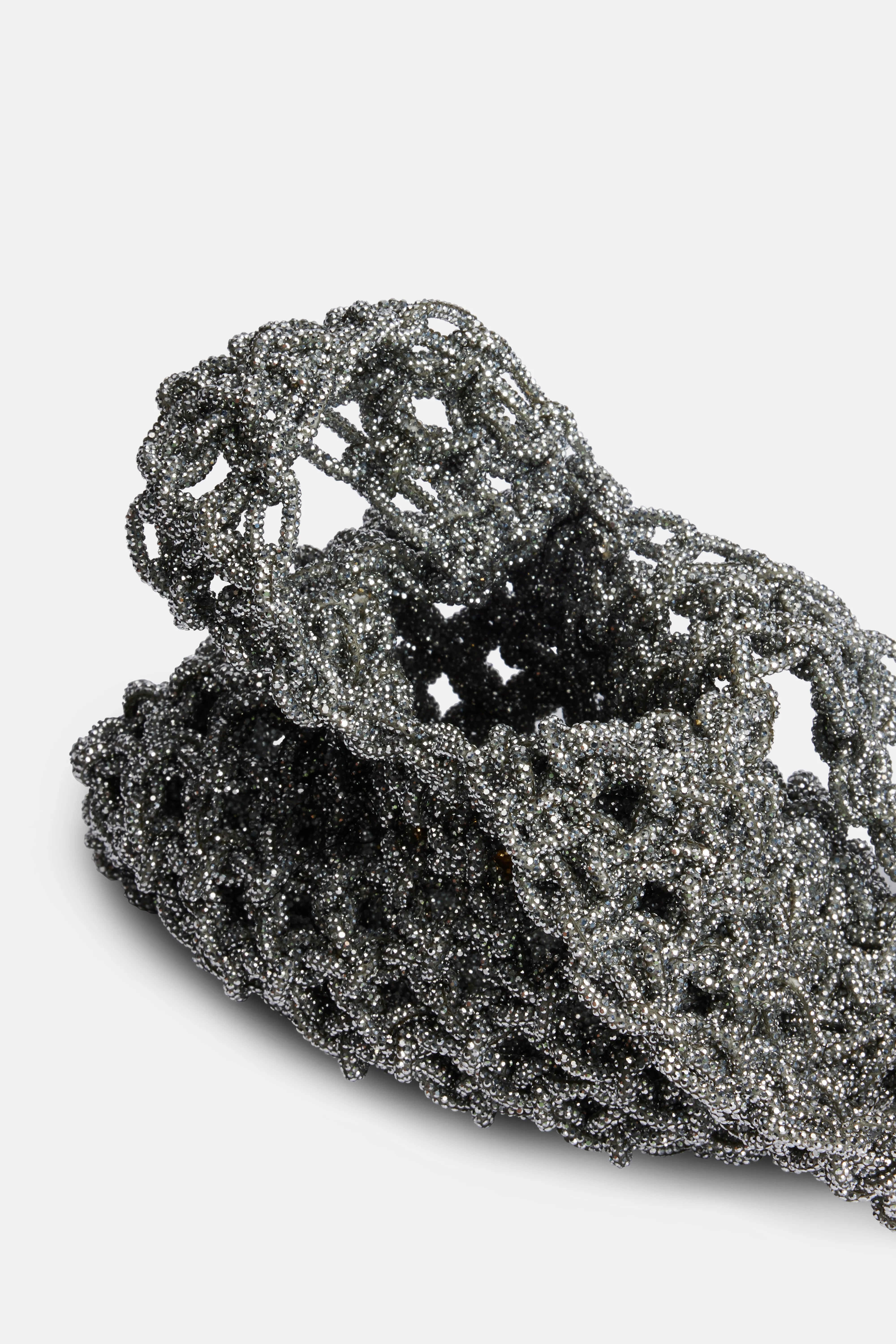 Niky Crystals Top Handle Bag in Silver