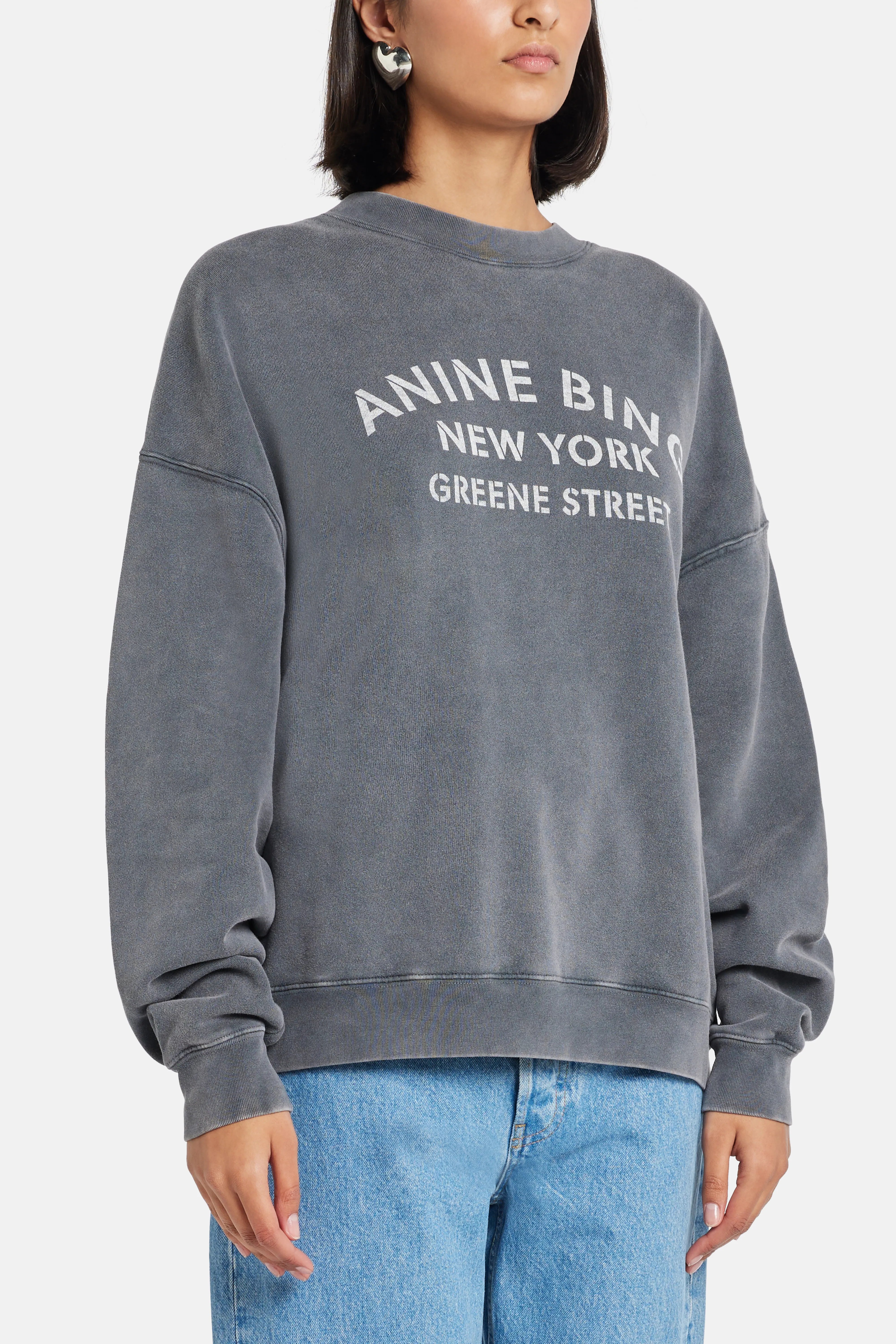 سويت شيرت مايلز نيويورك من القطن باللون الرمادي