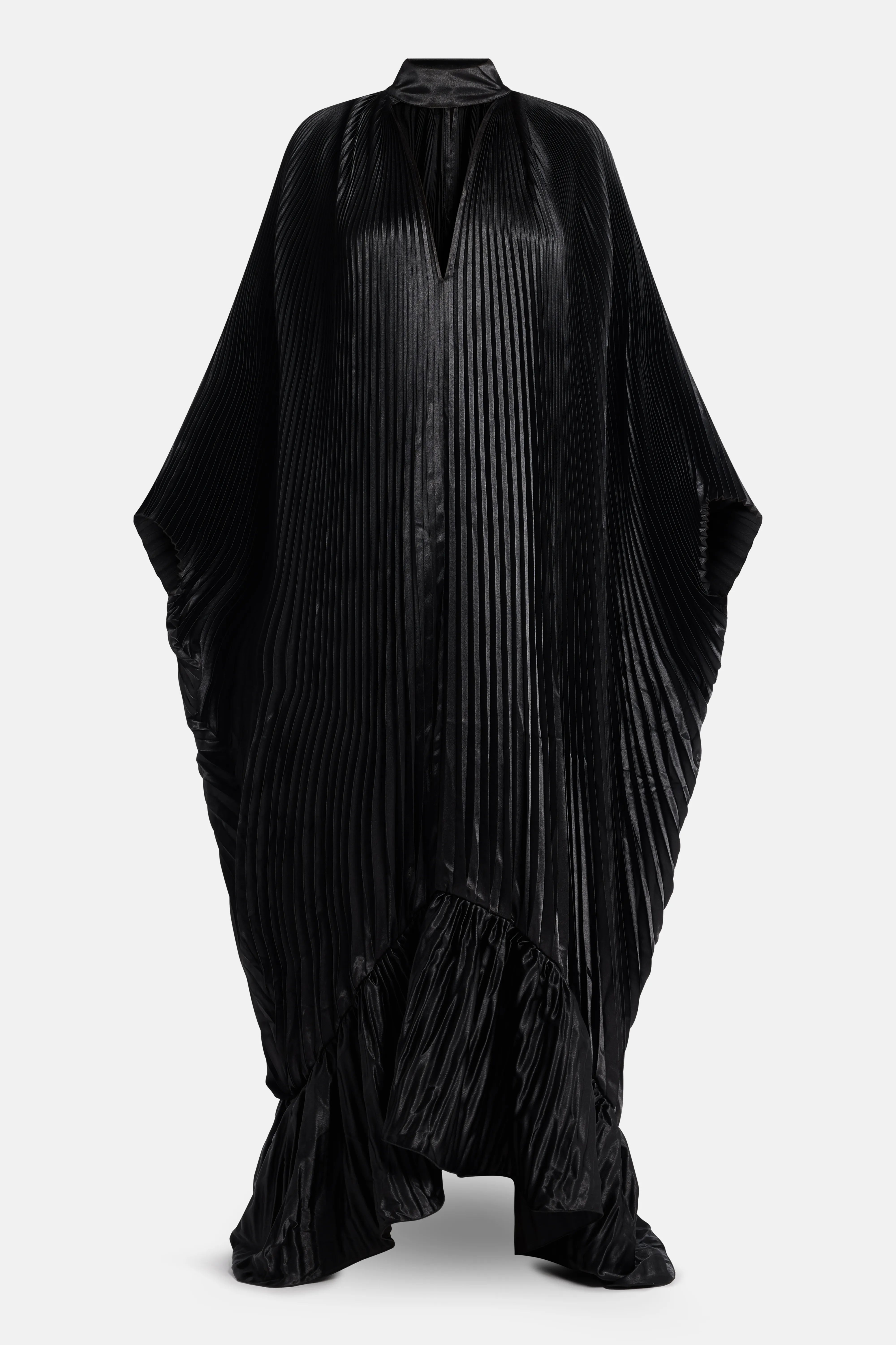 Empire Pleated Evening Dress in Black