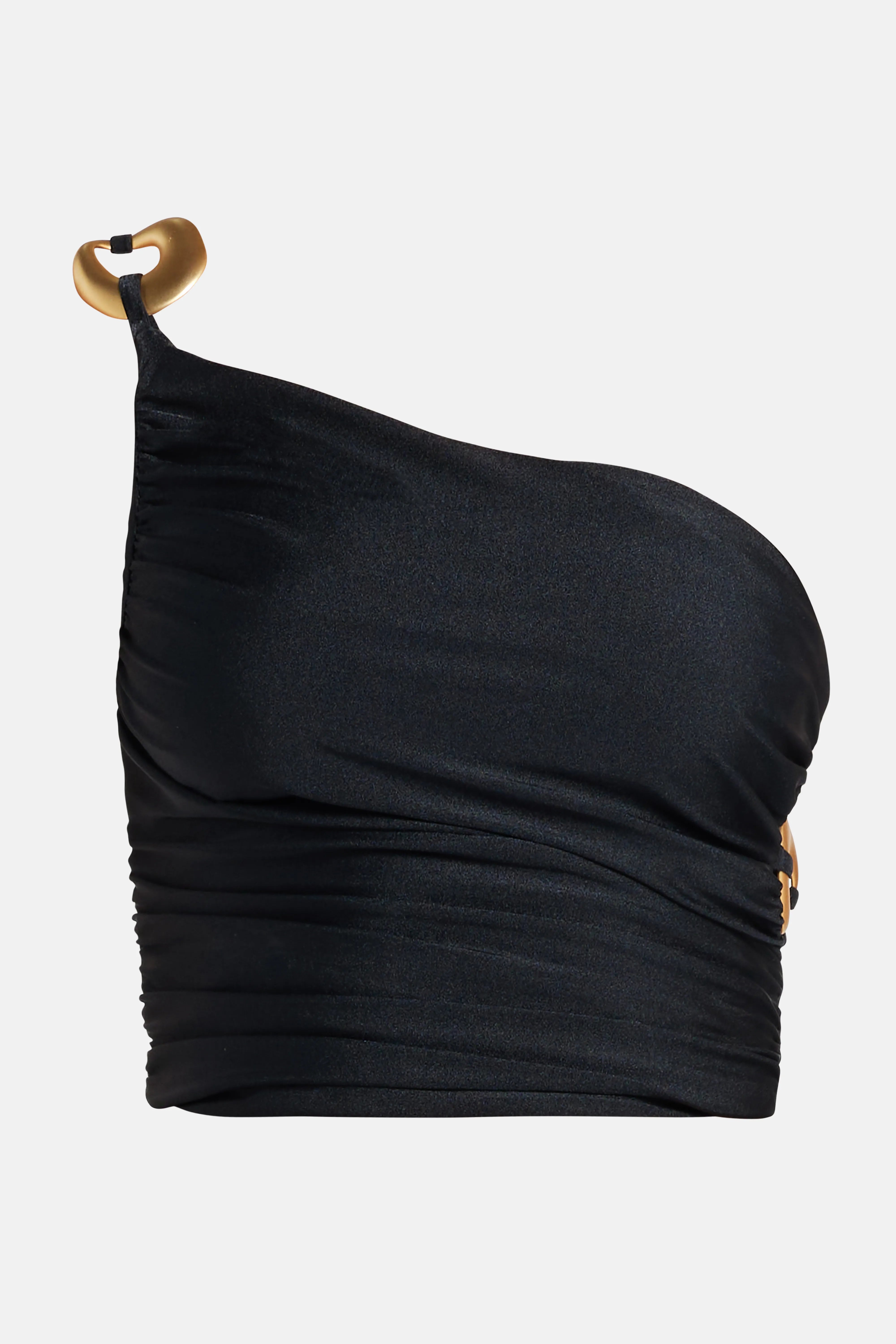 بلوزة باسيليكا بكتف واحد باللون الأسود