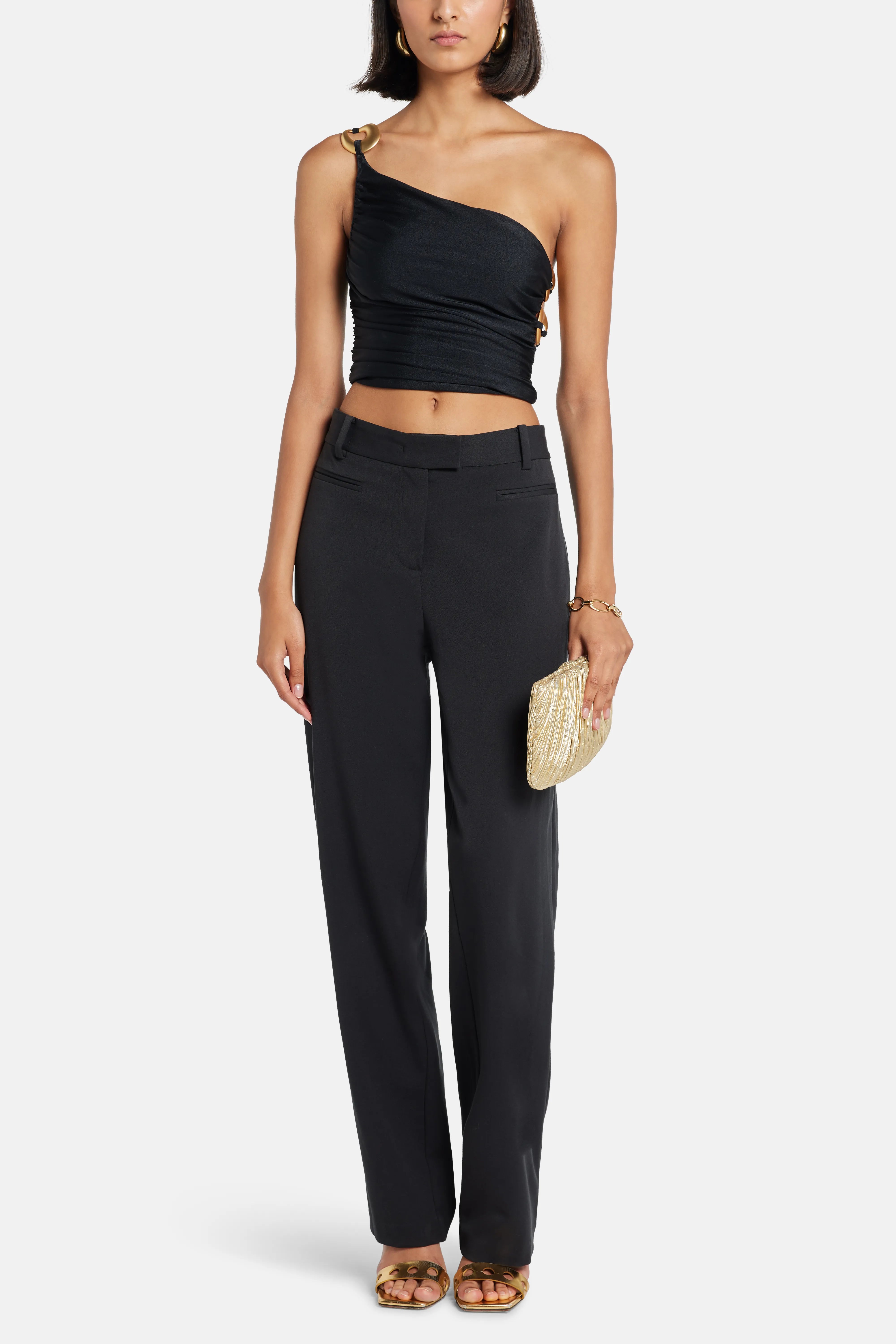 بلوزة باسيليكا بكتف واحد باللون الأسود