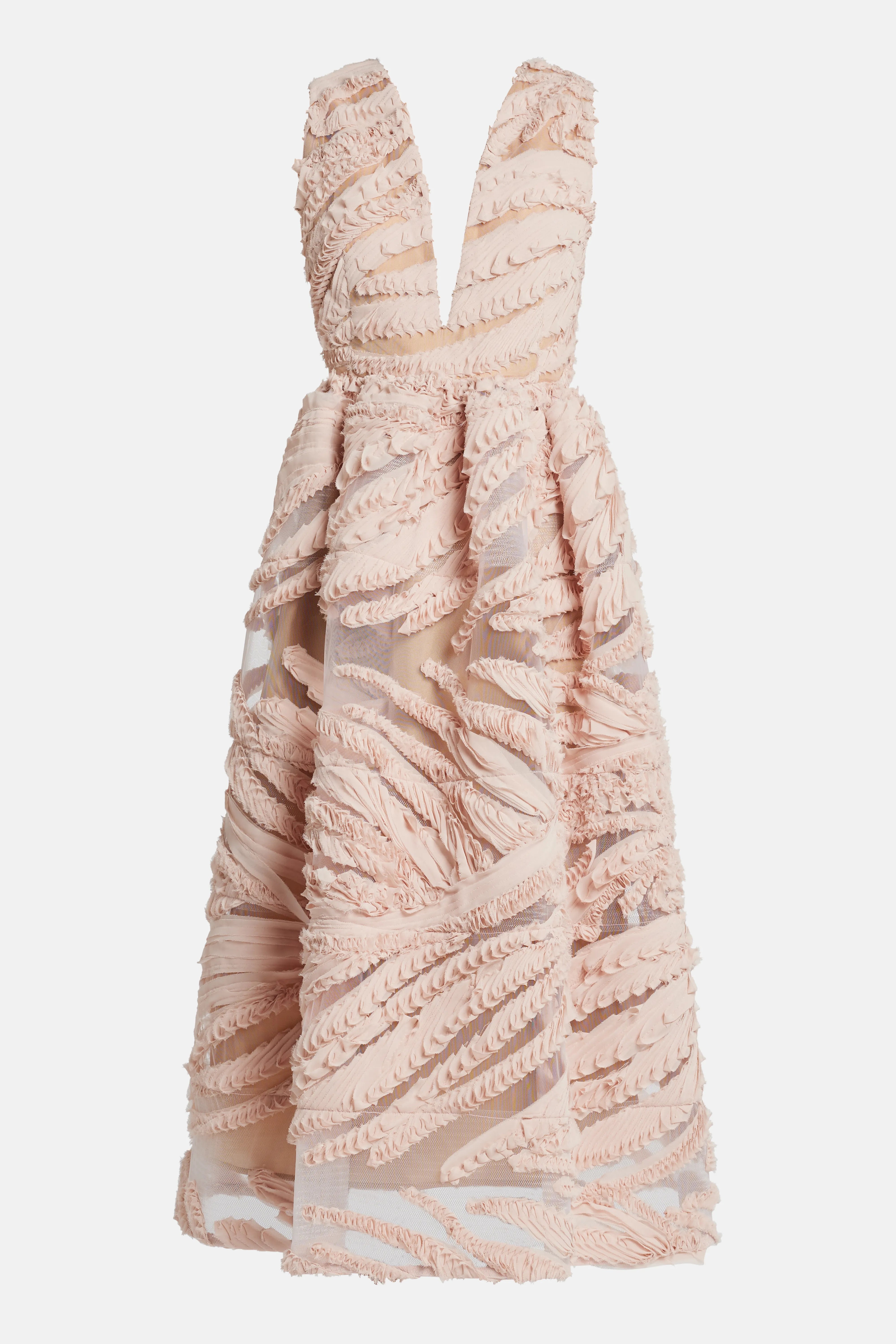 فستان ميدي برينيا برقبة على شكل V باللون الوردي