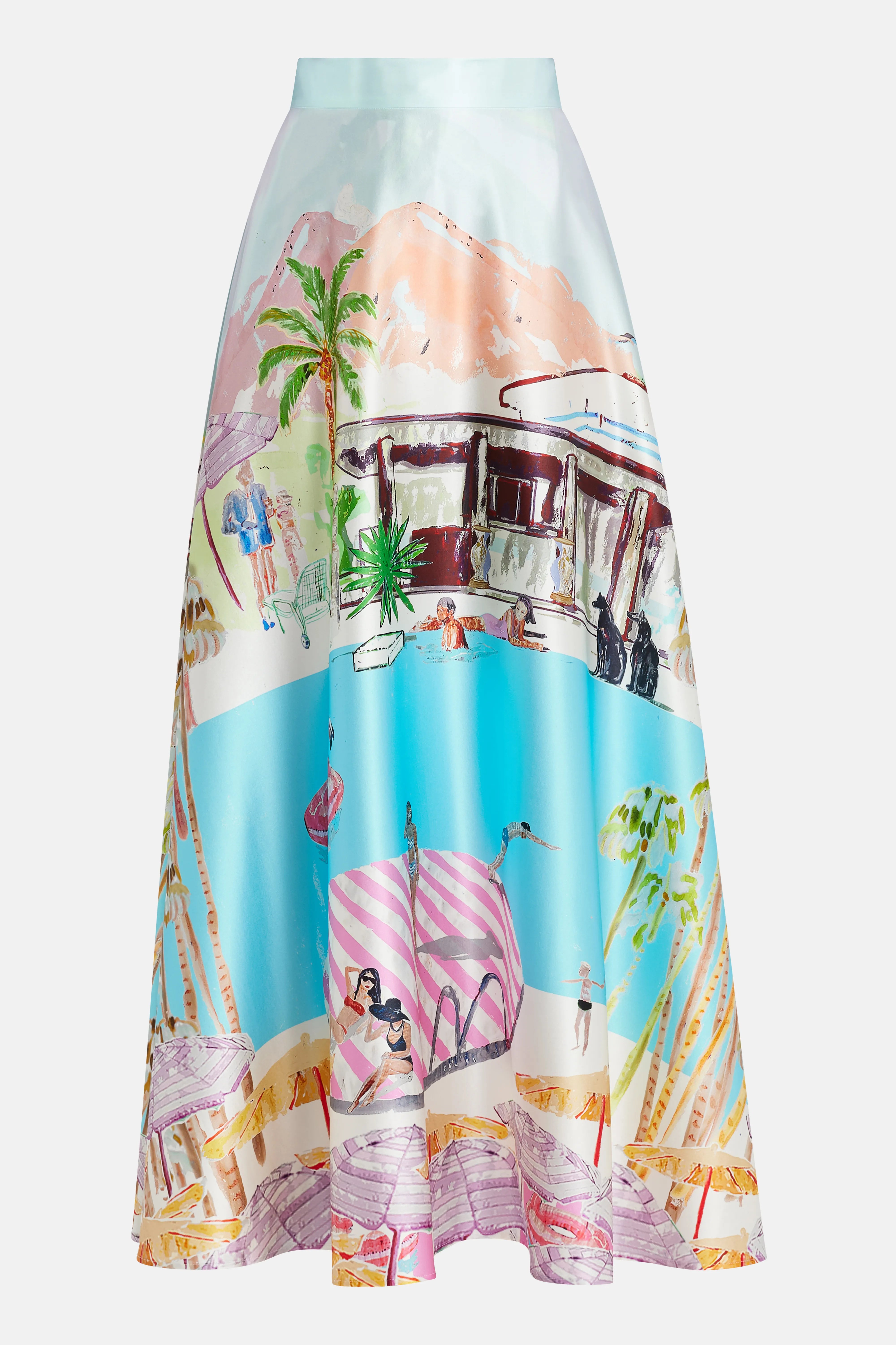 تنورة فلمنجو كلوب ماكسي من الحرير باللون الوردي