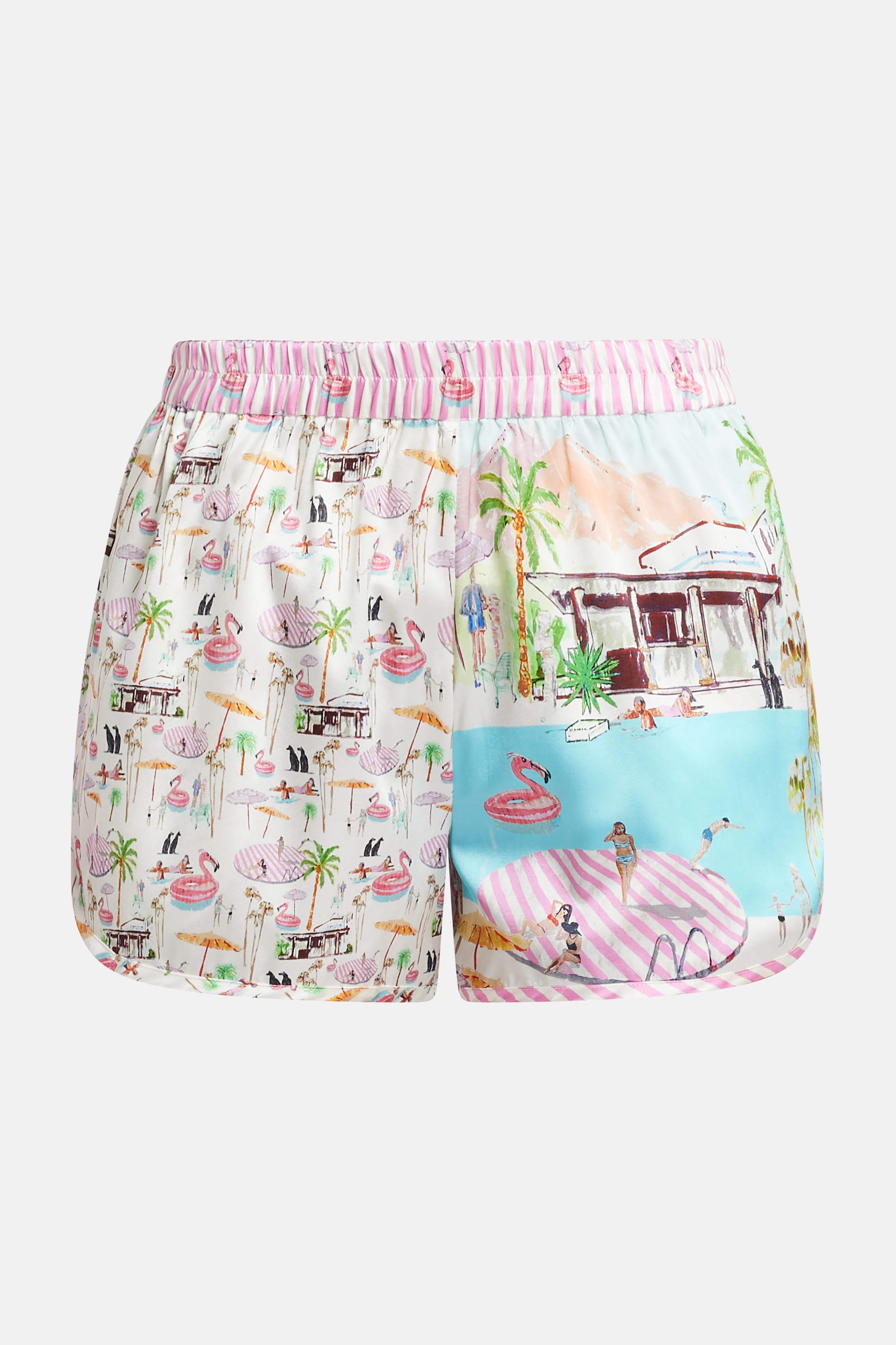 شورت فلامينغو كلوب من الحرير باللون الوردي