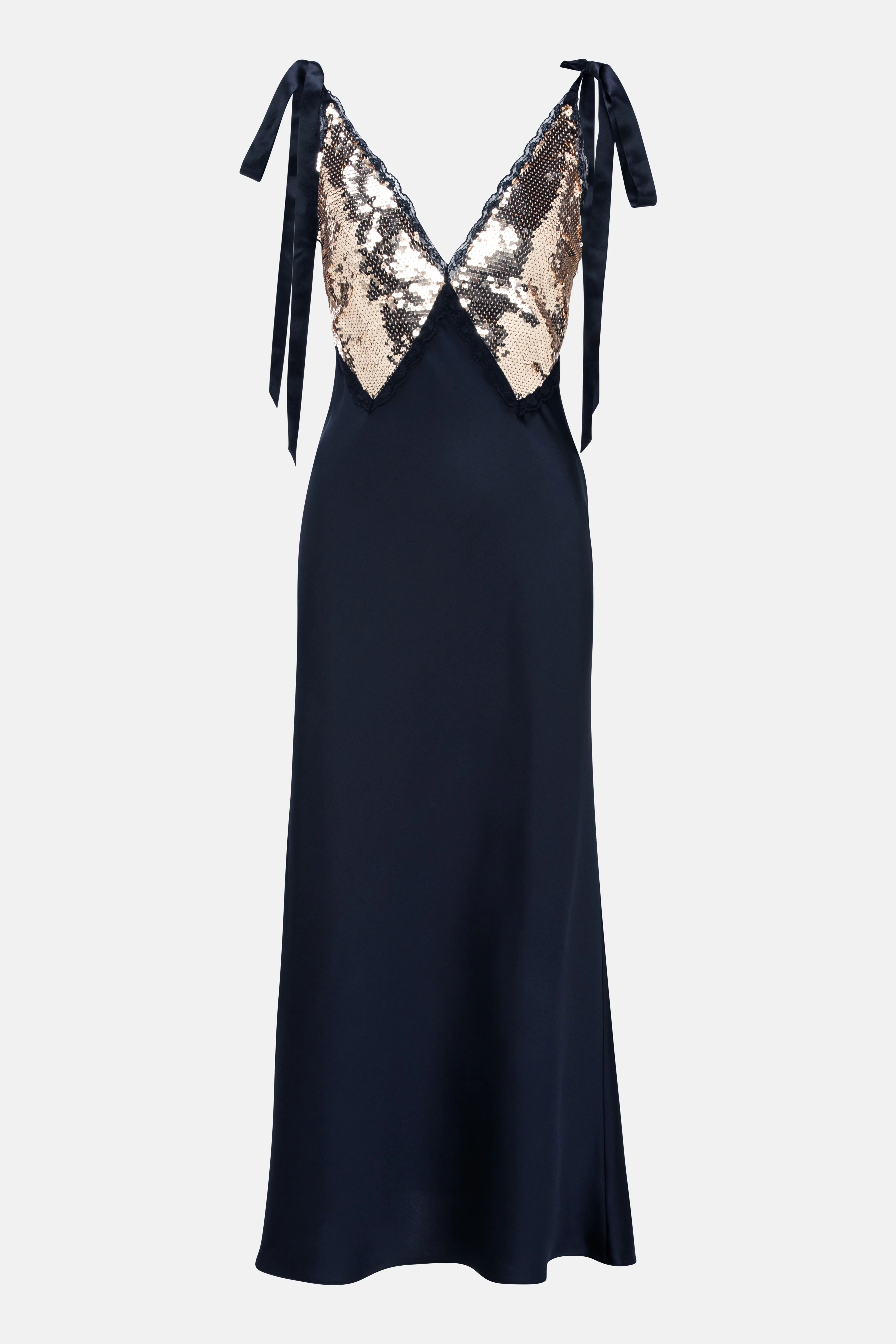 Talissa Sequins Sleeveless Evening Dress In Black