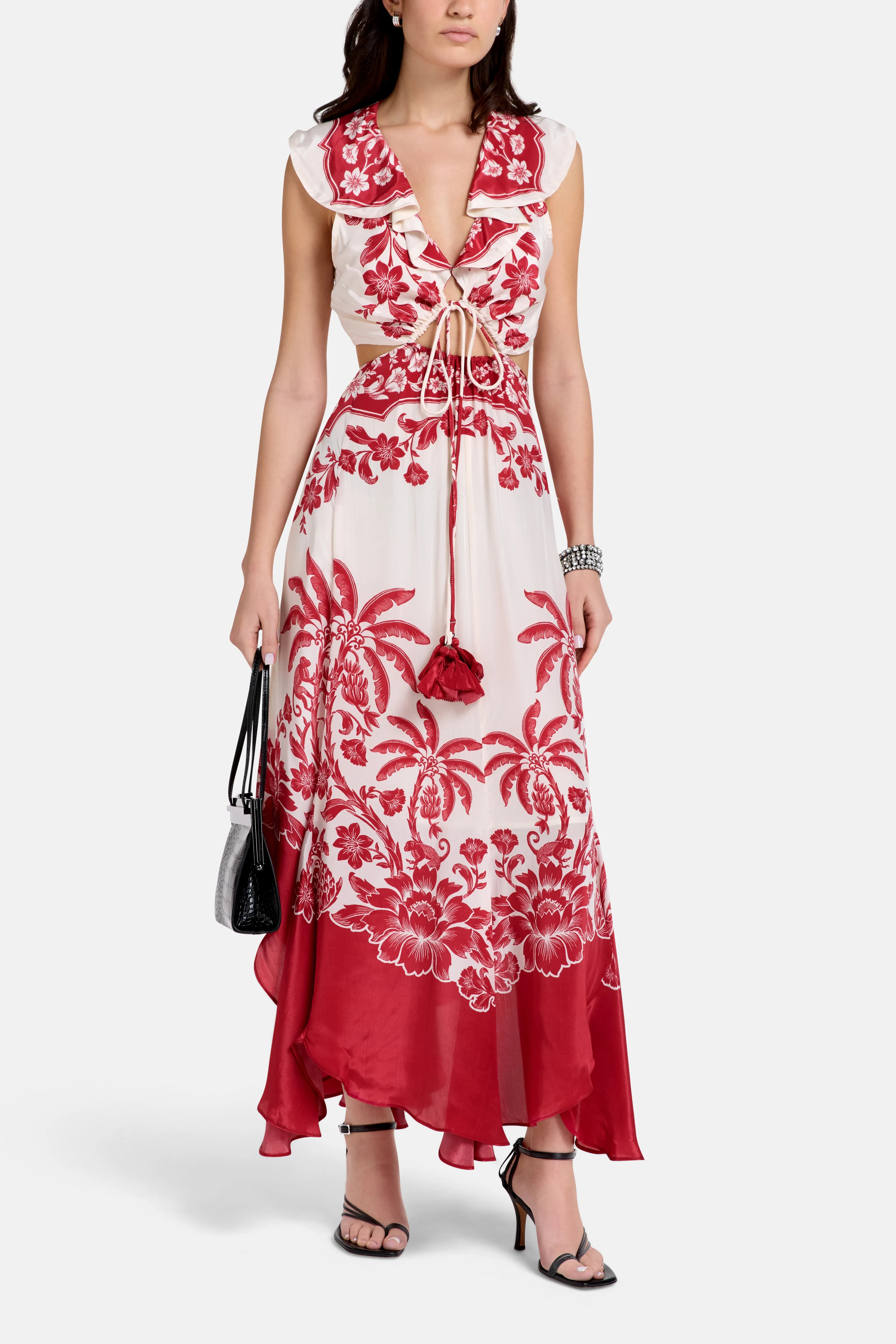 Guanacaste Sand Cut Out Sleeveless Midi Dress in Red