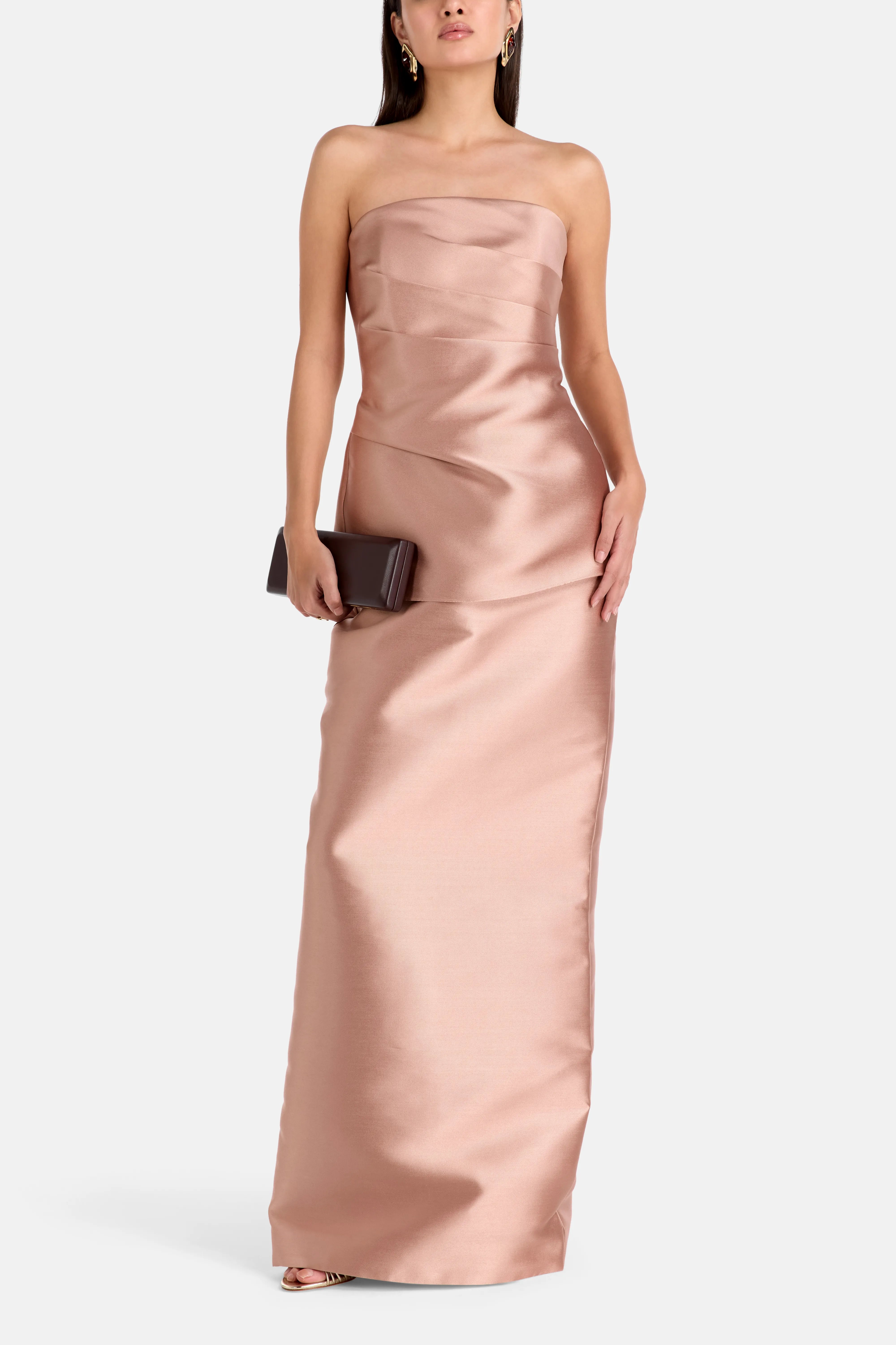 Lucille Strapless Evening Dress in Beige