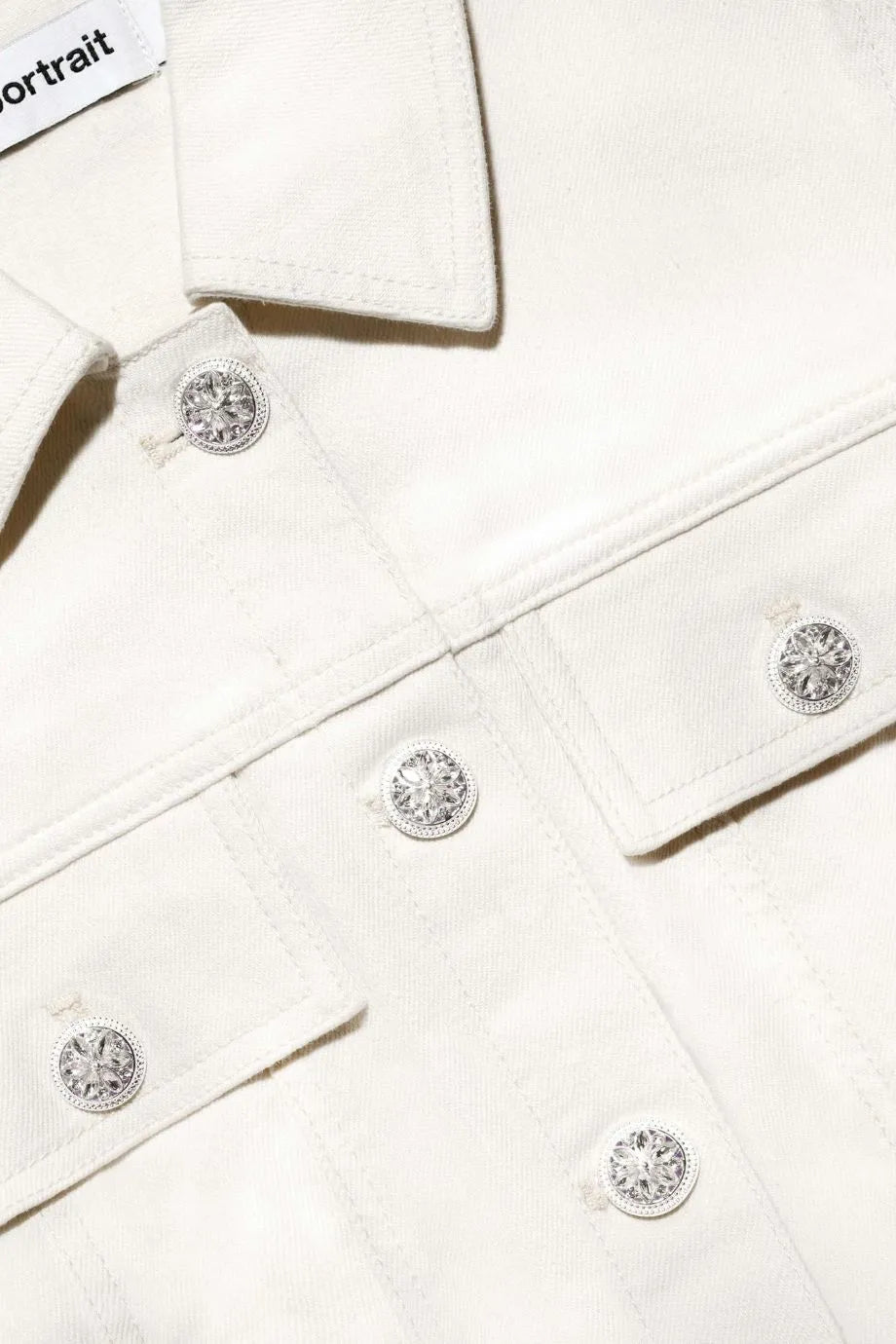 Broderie Denim Cotton Mini Dress in Cream