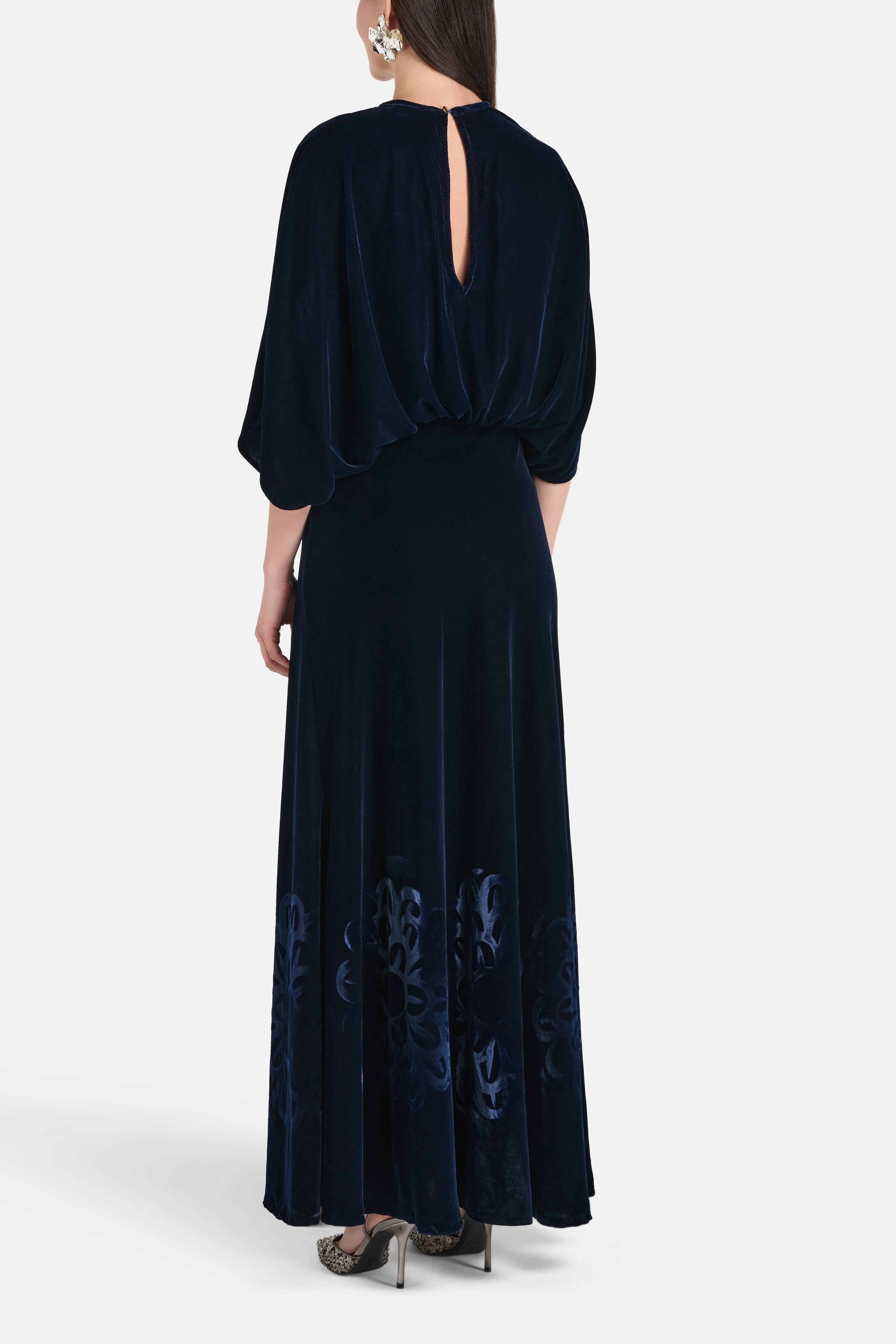 Kyma Silk Velvet Blend Maxi Dress in Blue