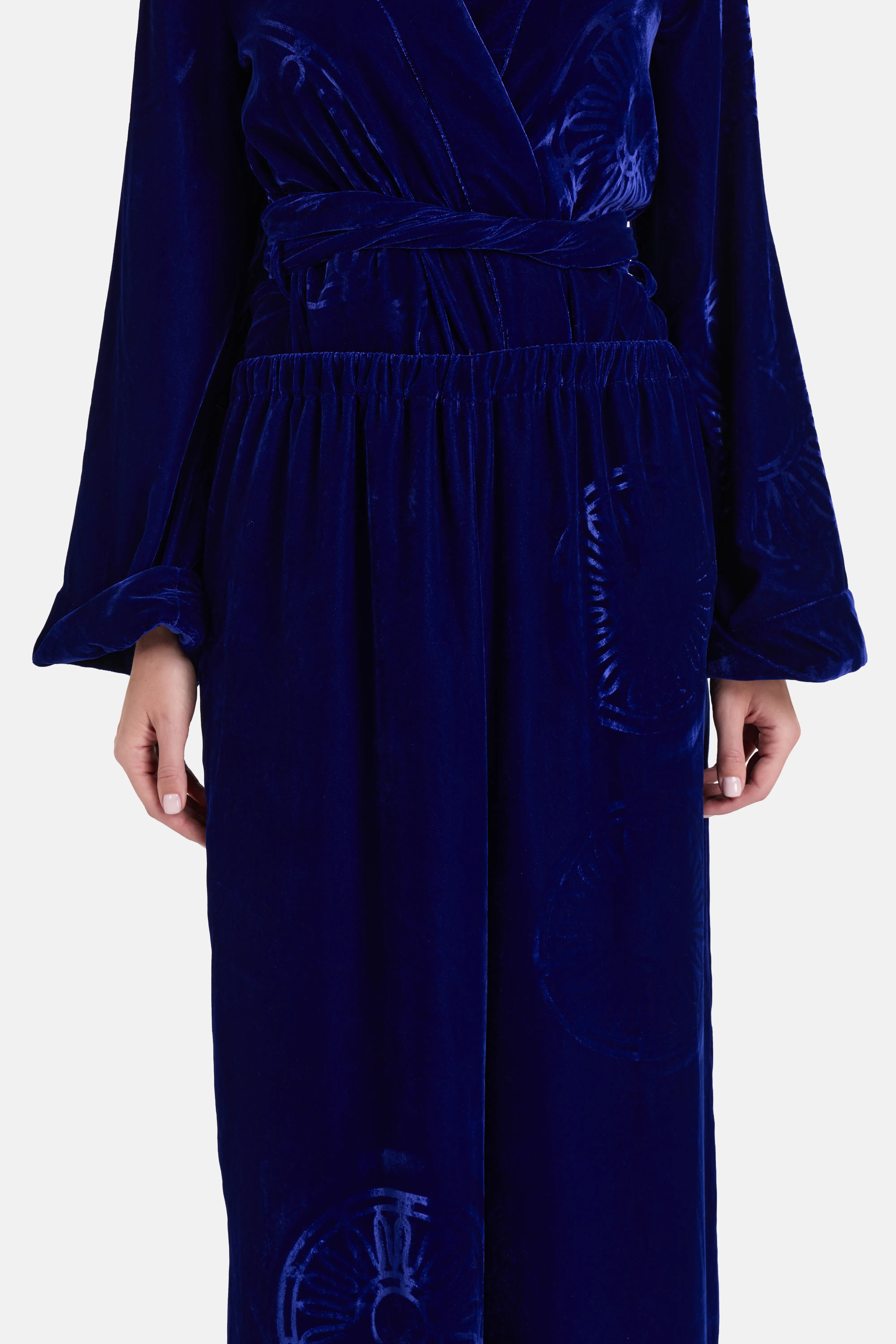 Kyma Imposed Silk Velvet Blend Trousers in Blue
