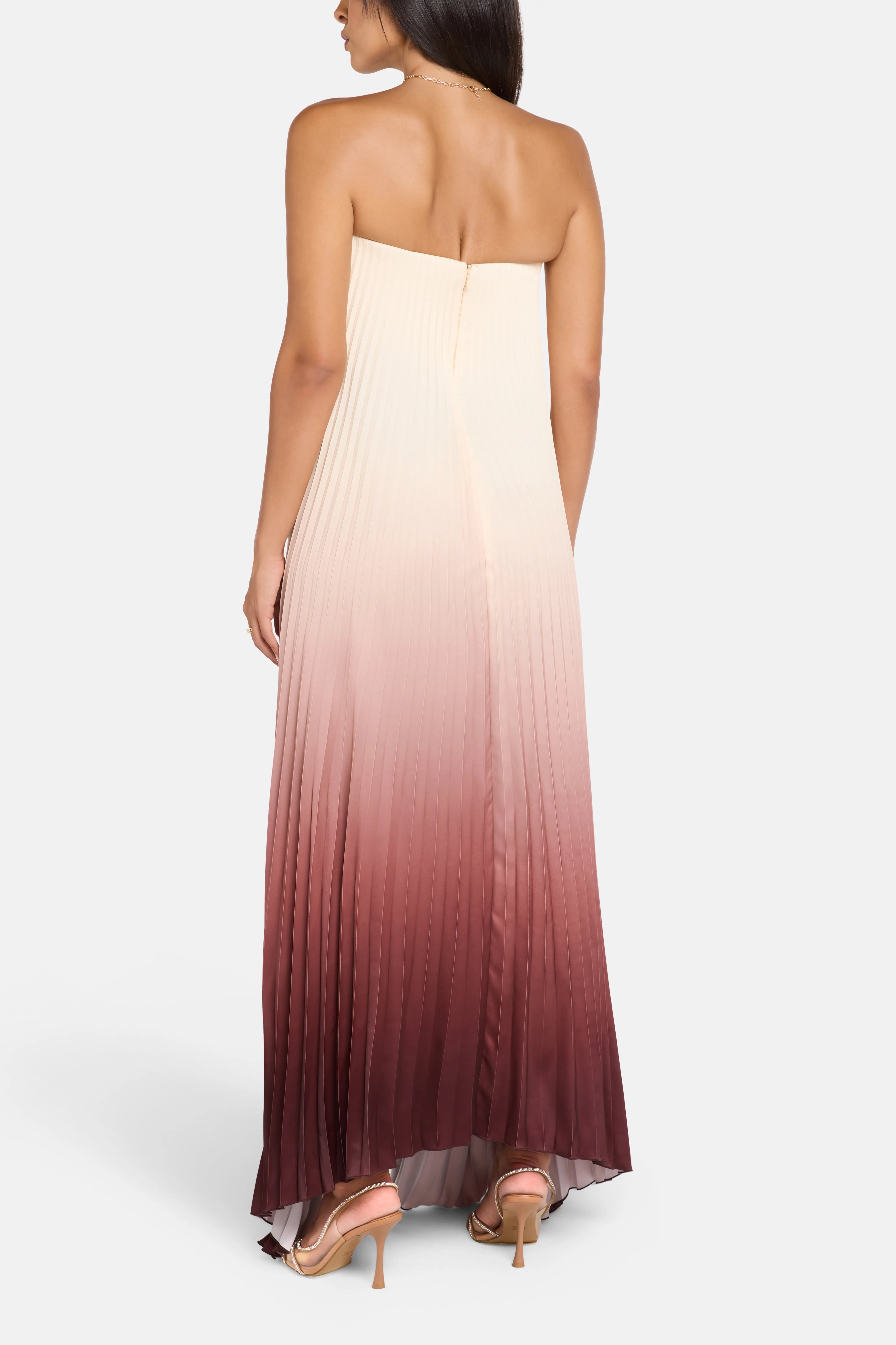 Black Tie Souffle Pleated Evening Dress in Red