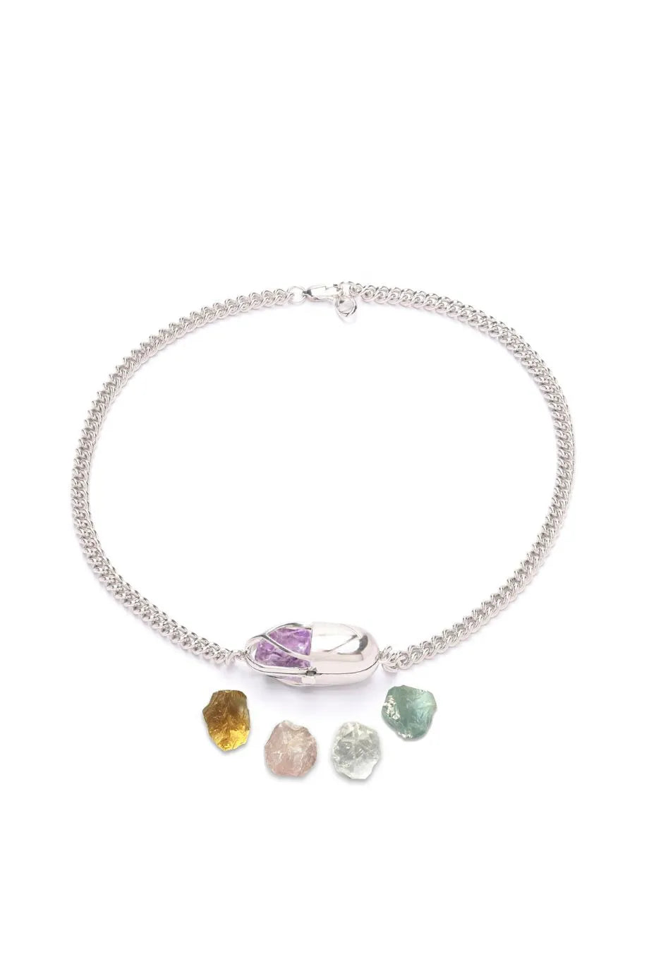 Capsule Crystal Choker Necklace in Silver