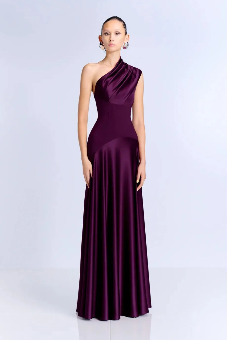 Gabriela One Shoulder Evening Dress in Purple