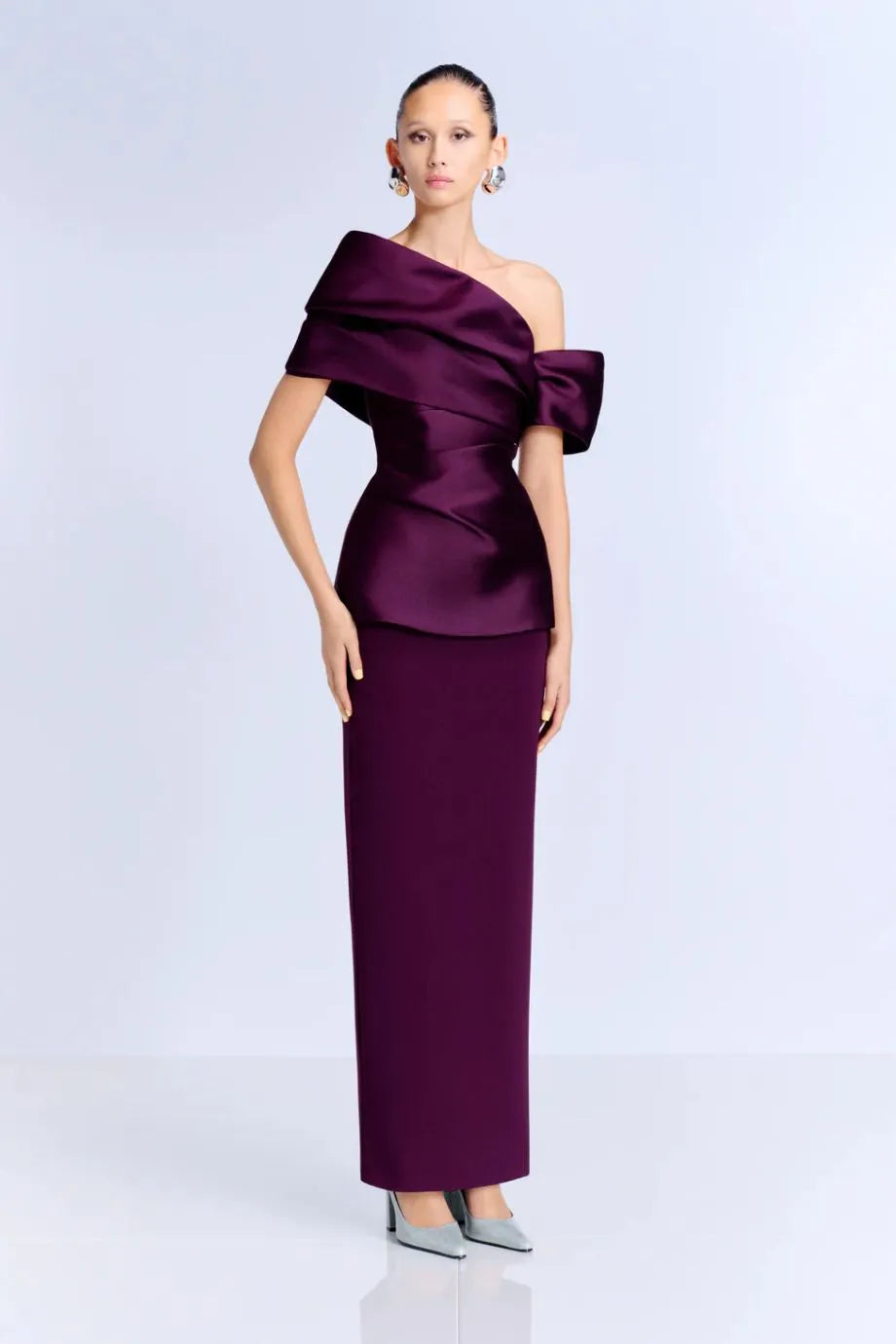 Lucine One Shoulder Evening Dress in Purple