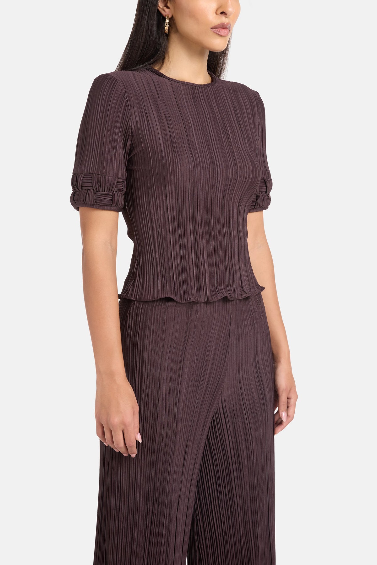 Sabia Pleated Top in Brown