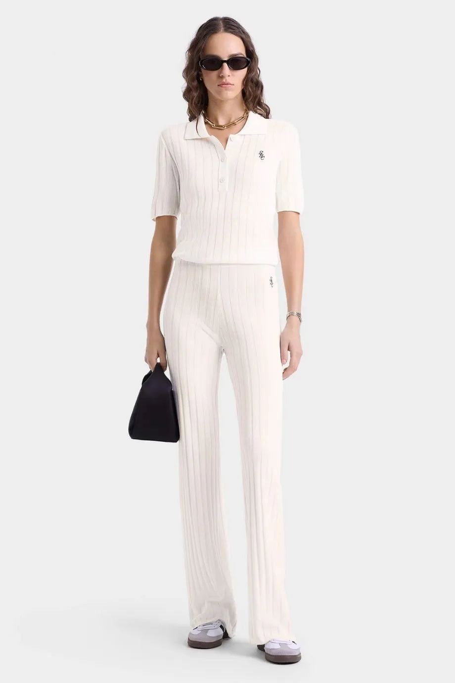 SRC Ribbed Trousers in White