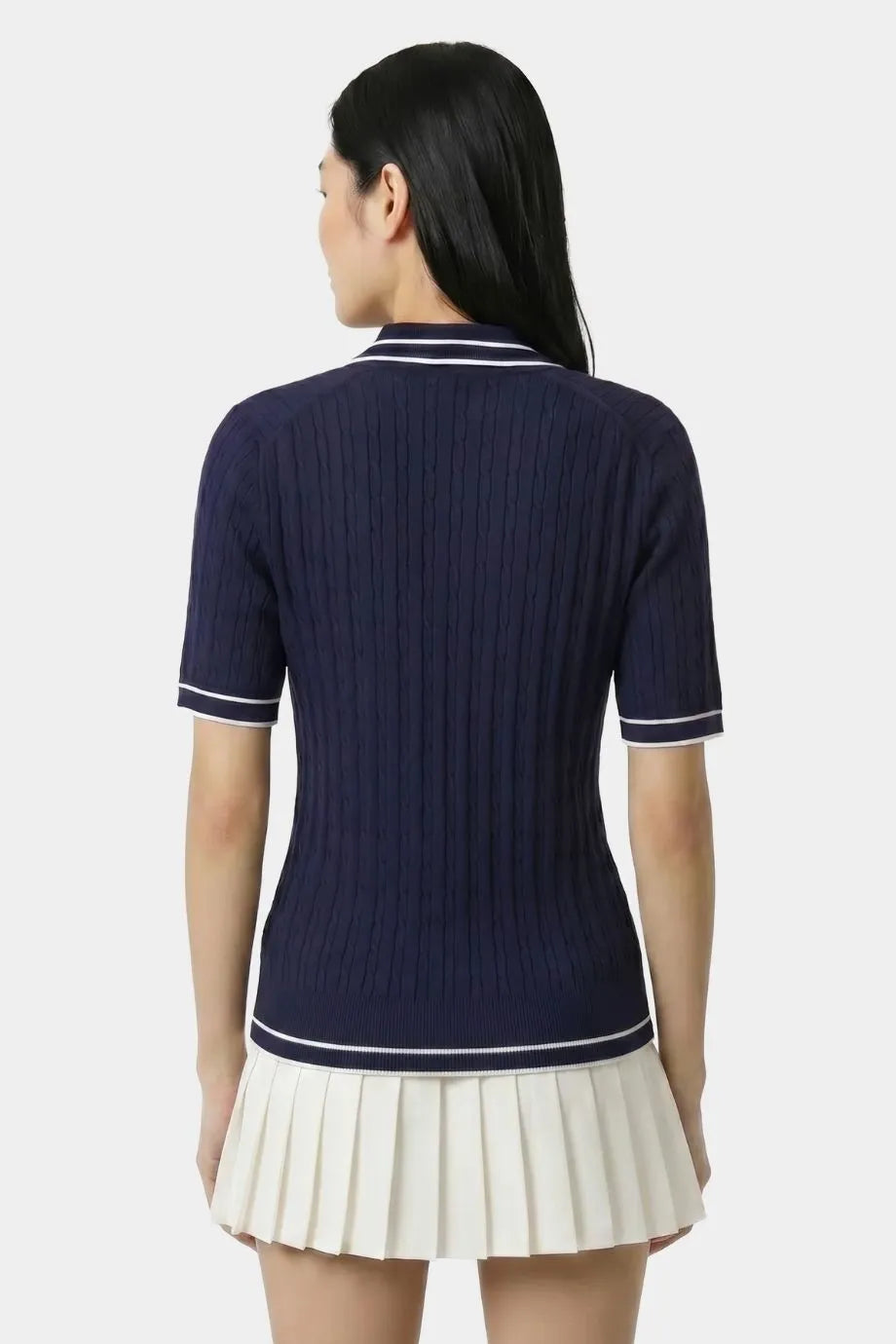 Signature Logo Mini Cable Polo T-Shirt in Blue
