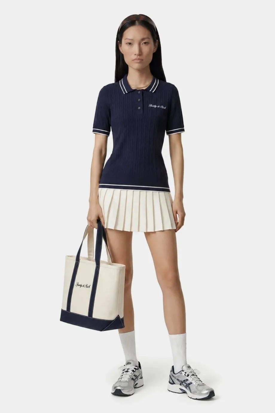 Signature Logo Mini Cable Polo T-Shirt in Blue