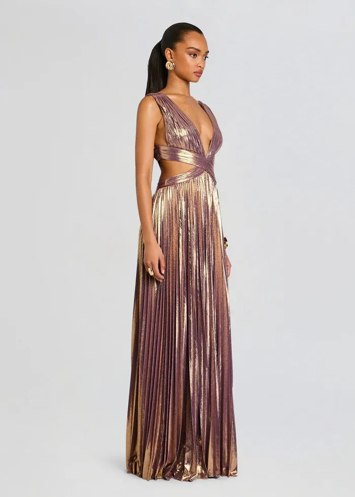 Dracey Sleeveless Evening Dress in Gold