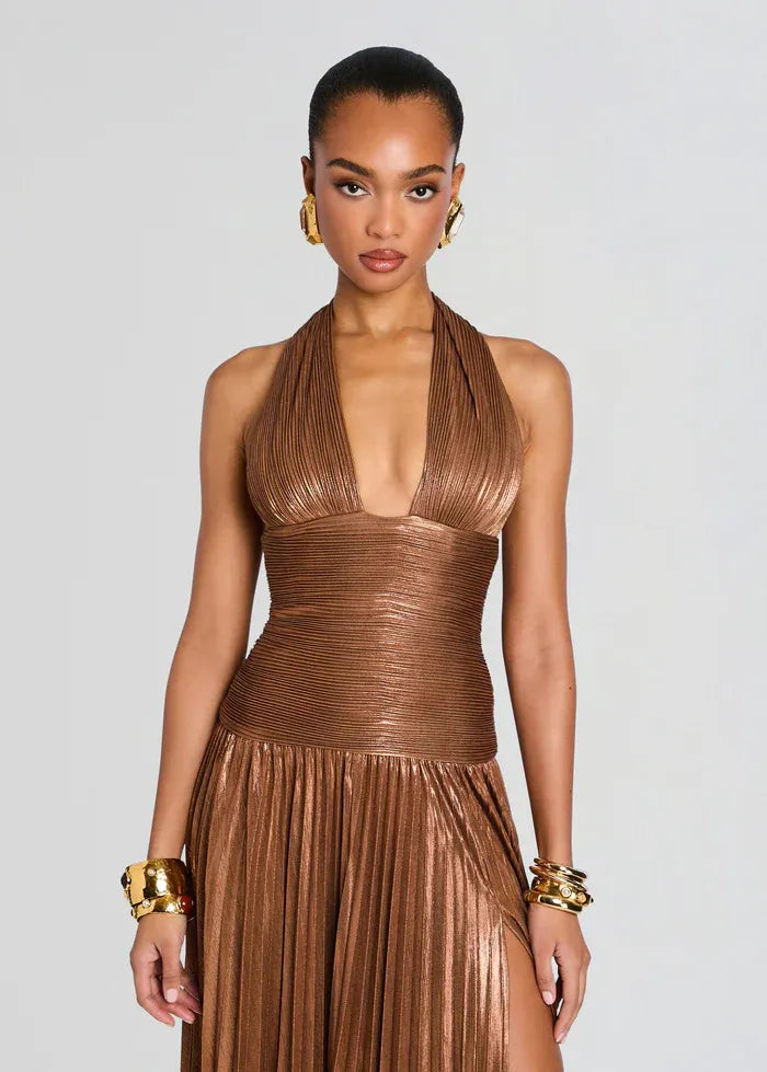 Orlina Sleeveless Evening Dress Dress in Brown