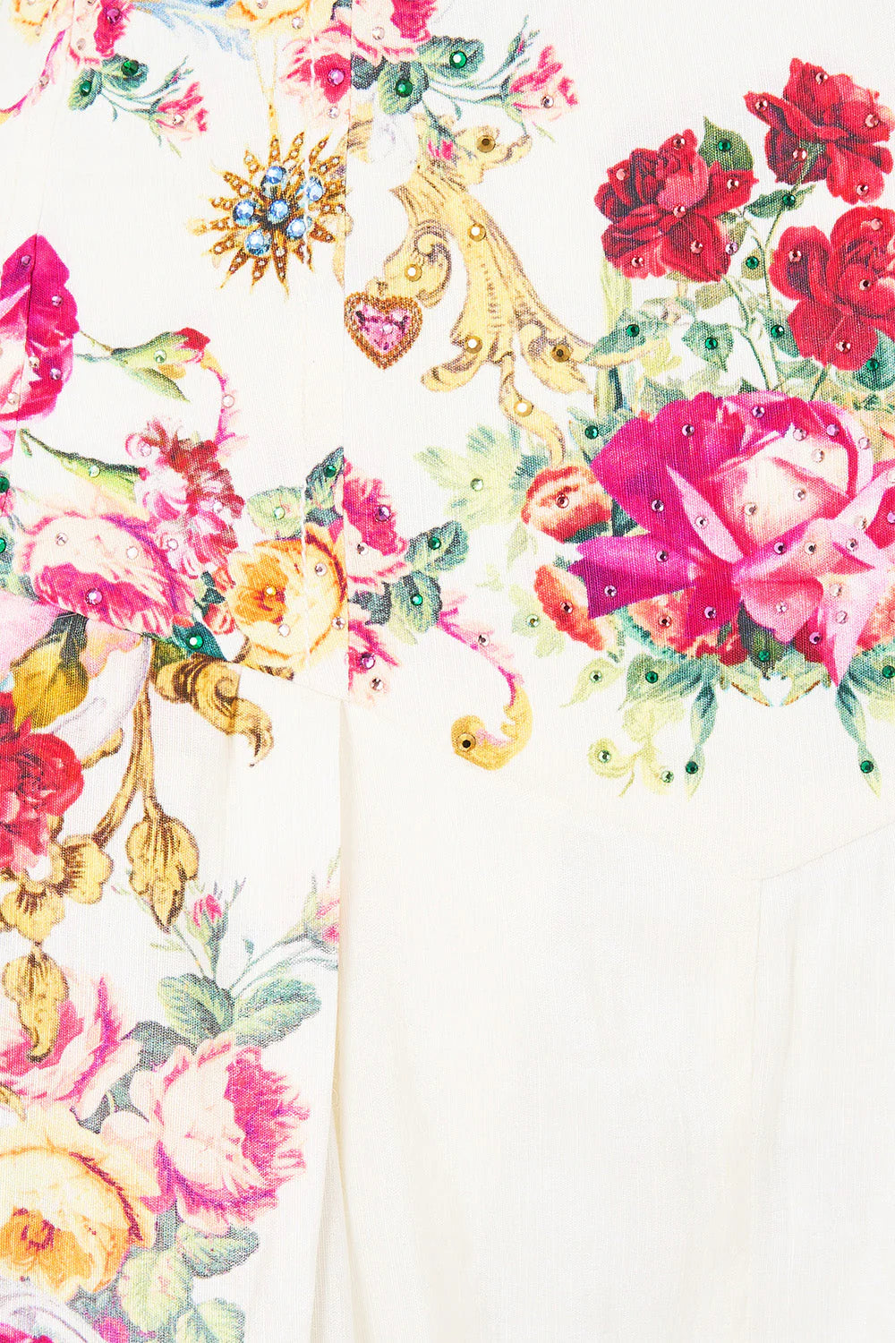 Torero Libertine Floral Corset Linen Waist Shorts in White