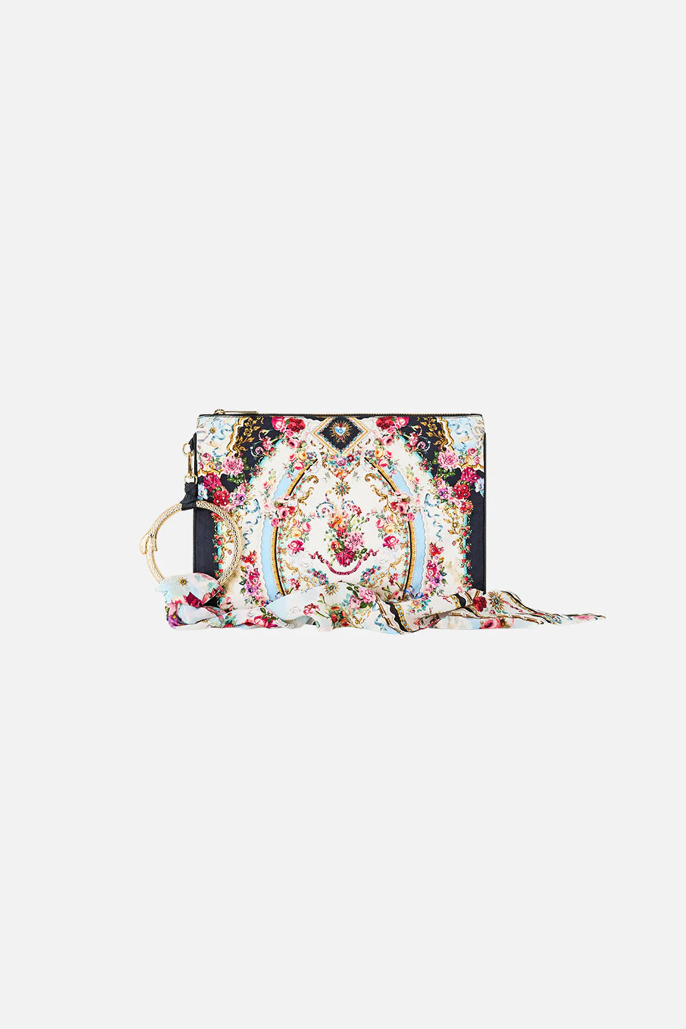 Torero Libertine Floral Ring Scarf Clutch Bag in White
