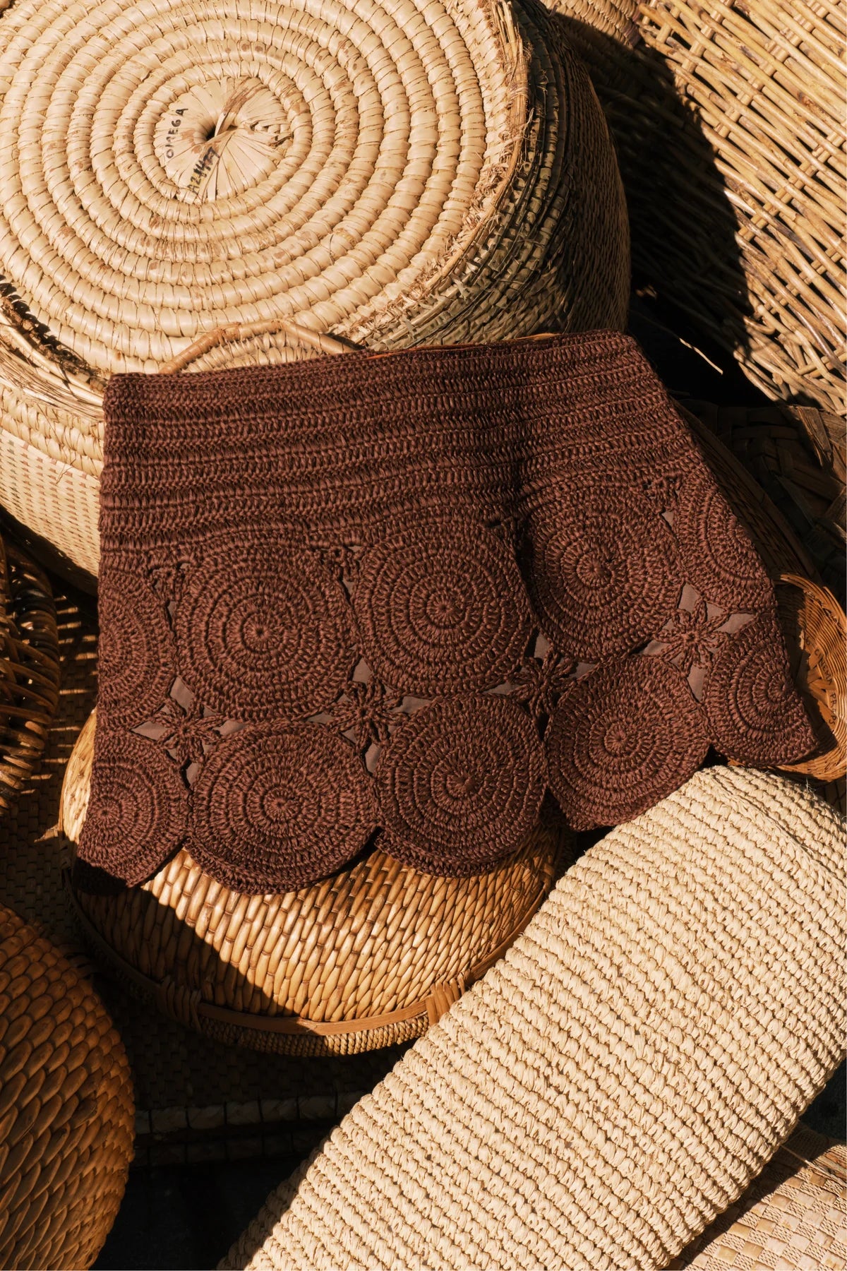 Beep Beep Crochet Mini Skirt in Brown