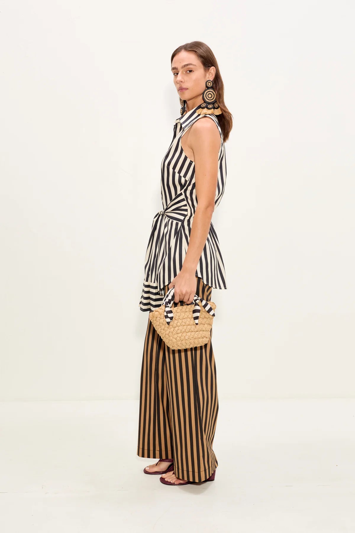 Inna Sleeveless Poplin Button Up Cotton Top in White
