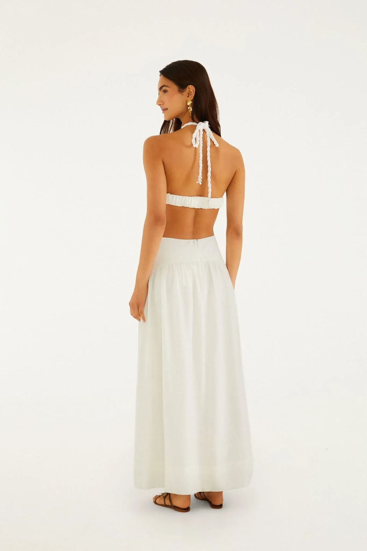 Coast Stars Linen Sleeveless Maxi Dress in White