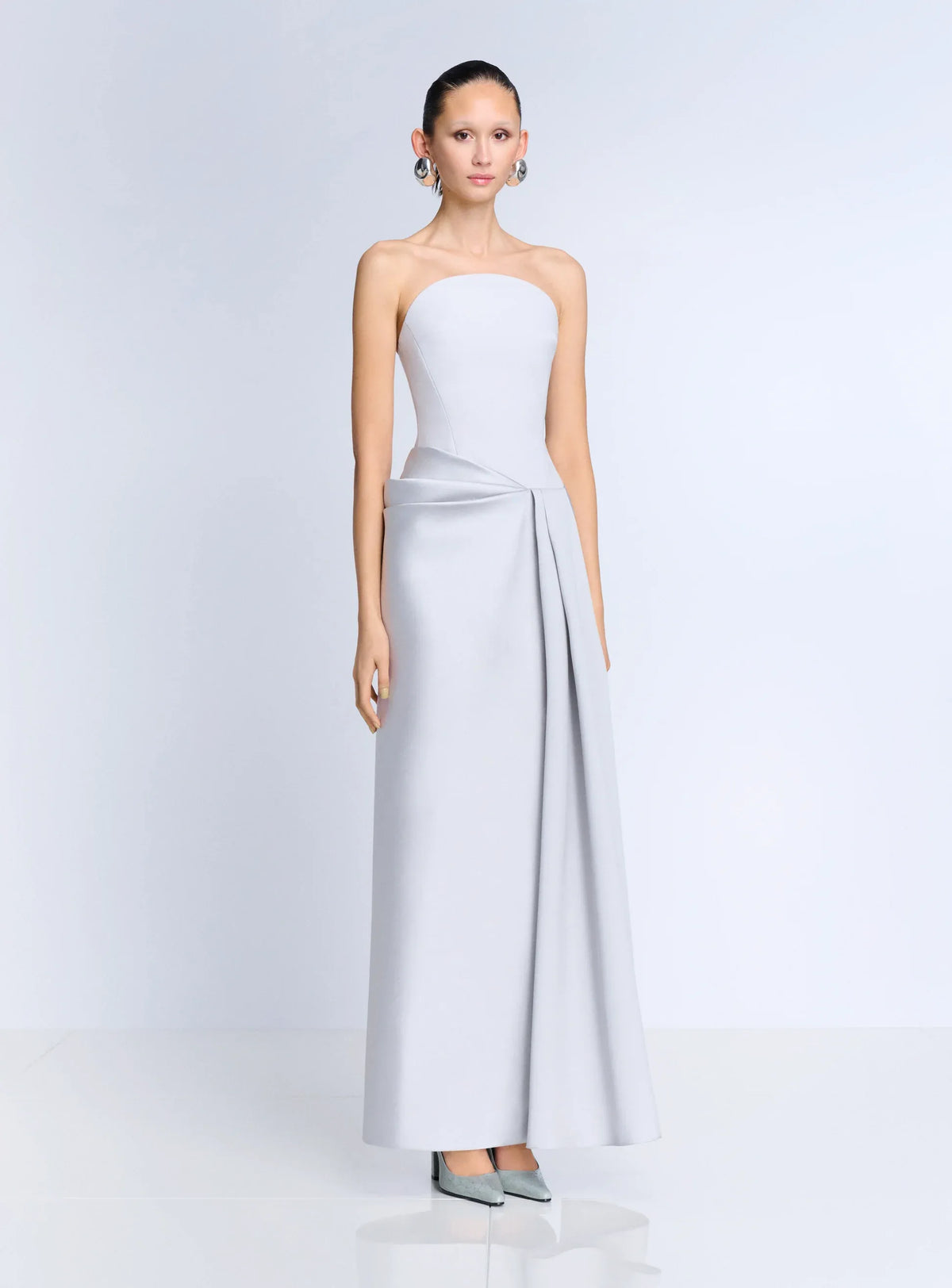 Seri Strapless Evening Dress in Silver