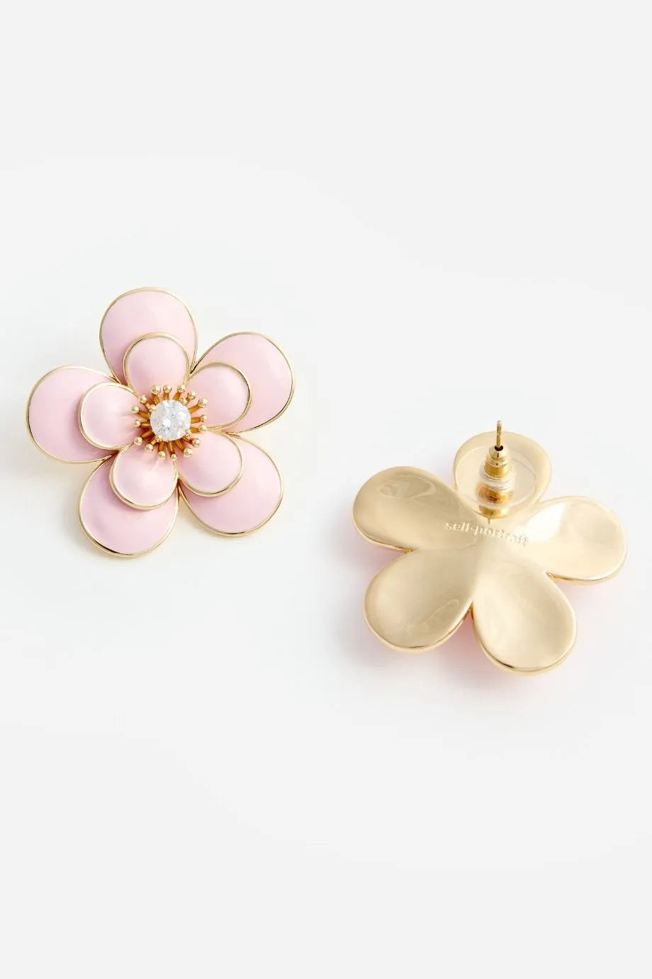 Enamel Floral Earrings in Pink