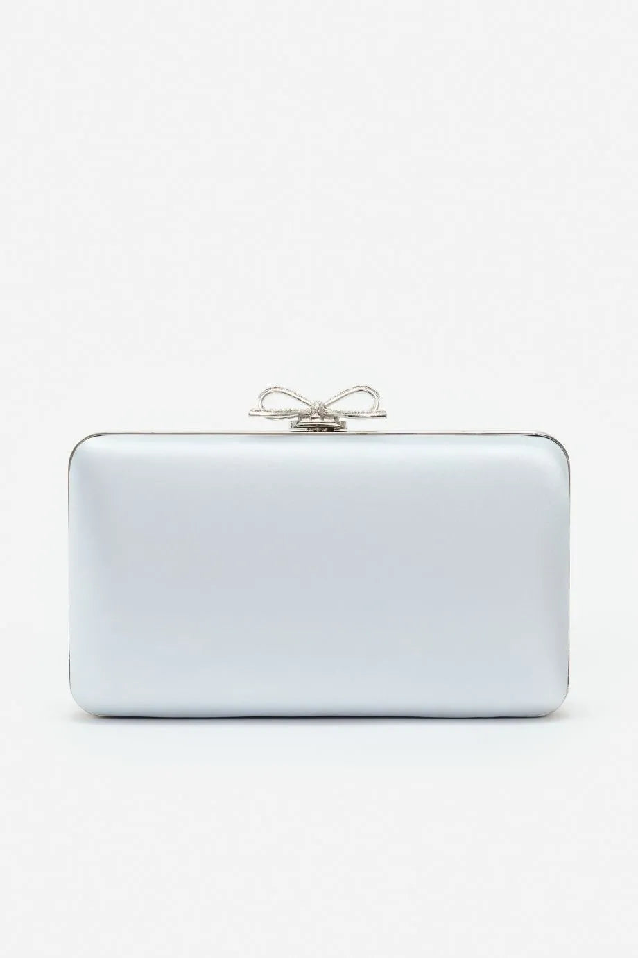 Bow Satin Clutch Bag in Blue