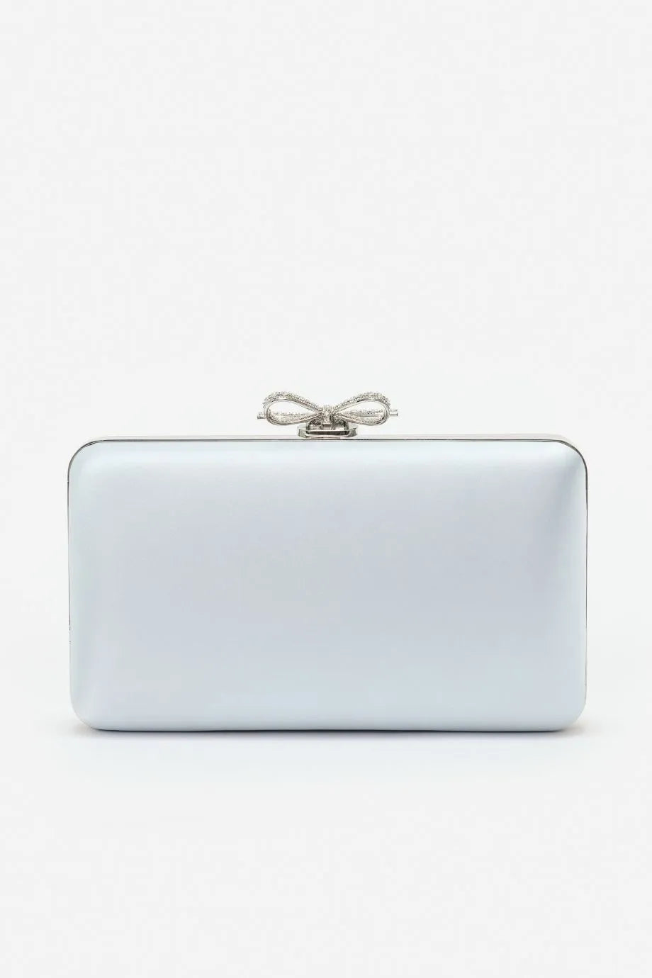 Bow Satin Clutch Bag in Blue