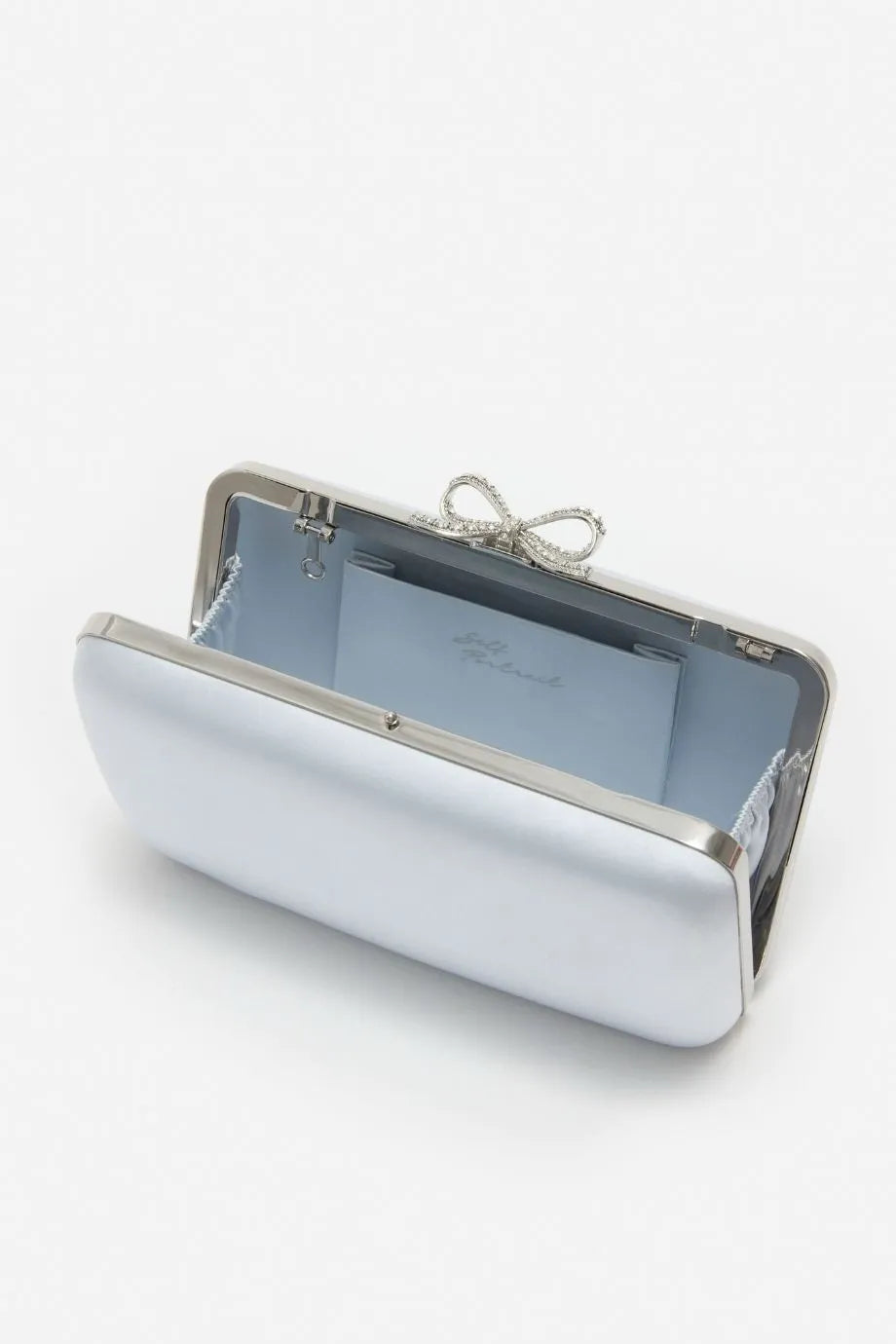 Bow Satin Clutch Bag in Blue