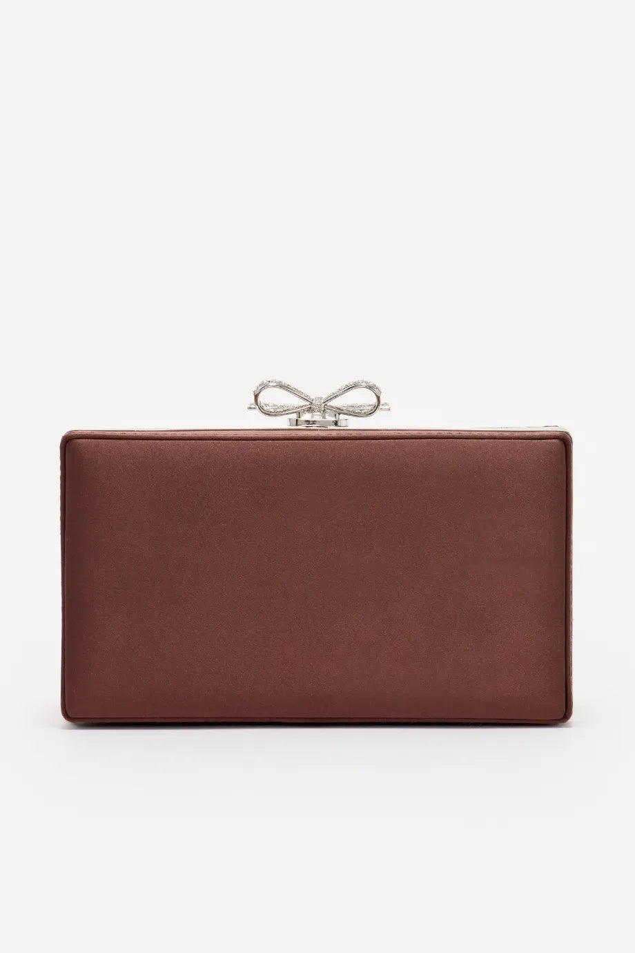 Crystal Chainmail Clutch Bag in Brown