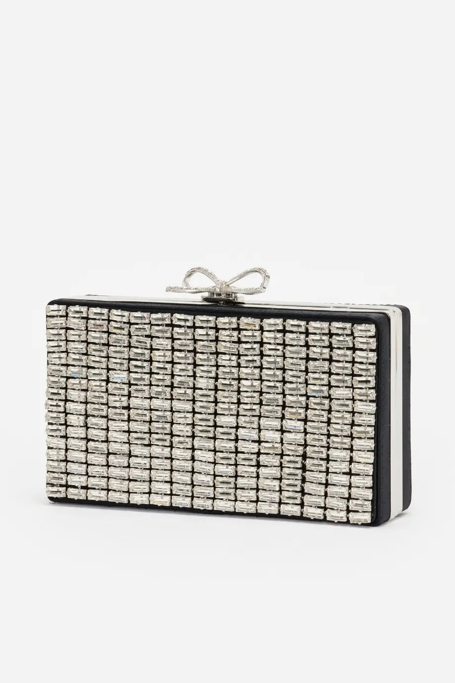 Crystal Chainmail Clutch Bag in Silver