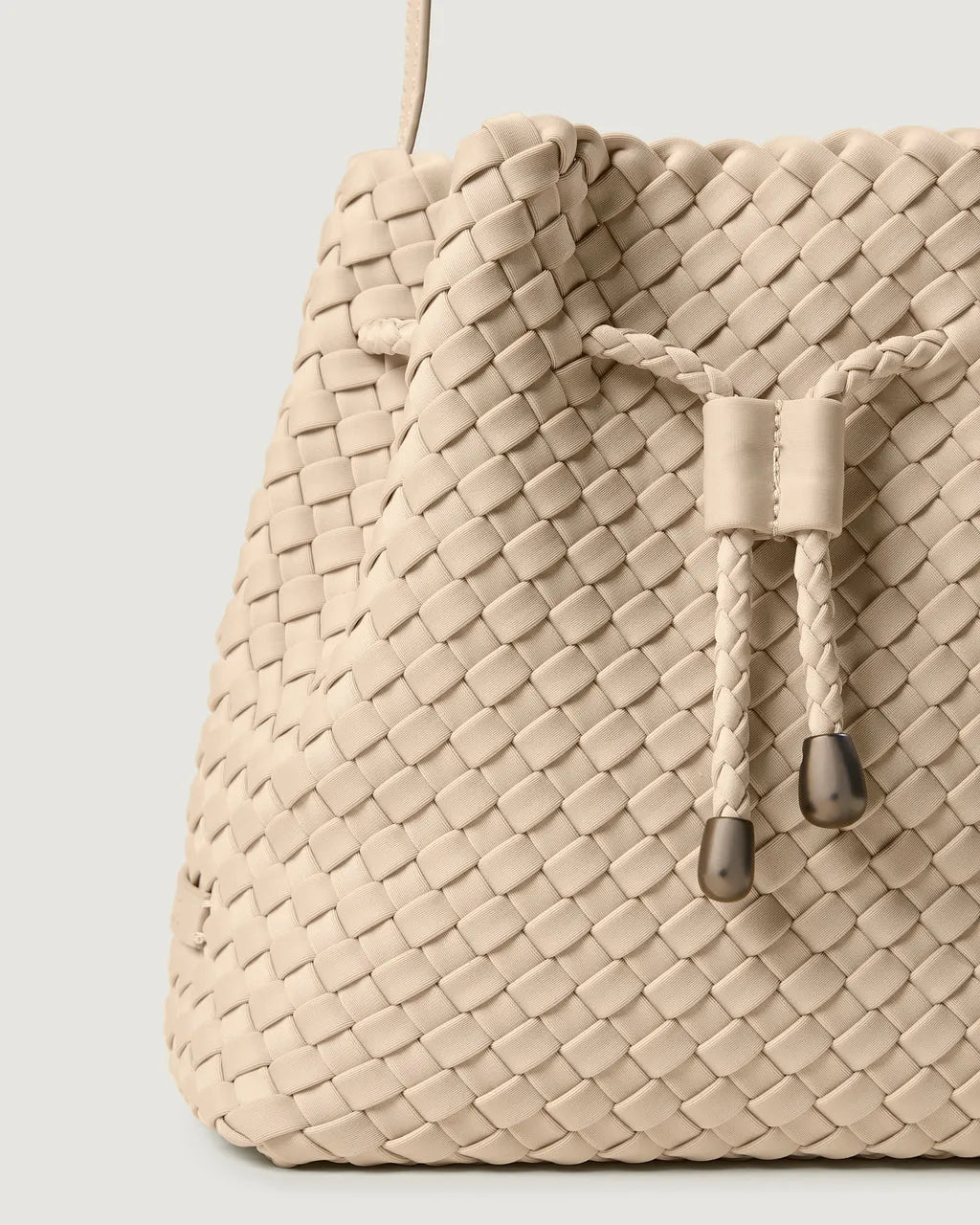 Gramercy Woven Bucket Bag in Beige