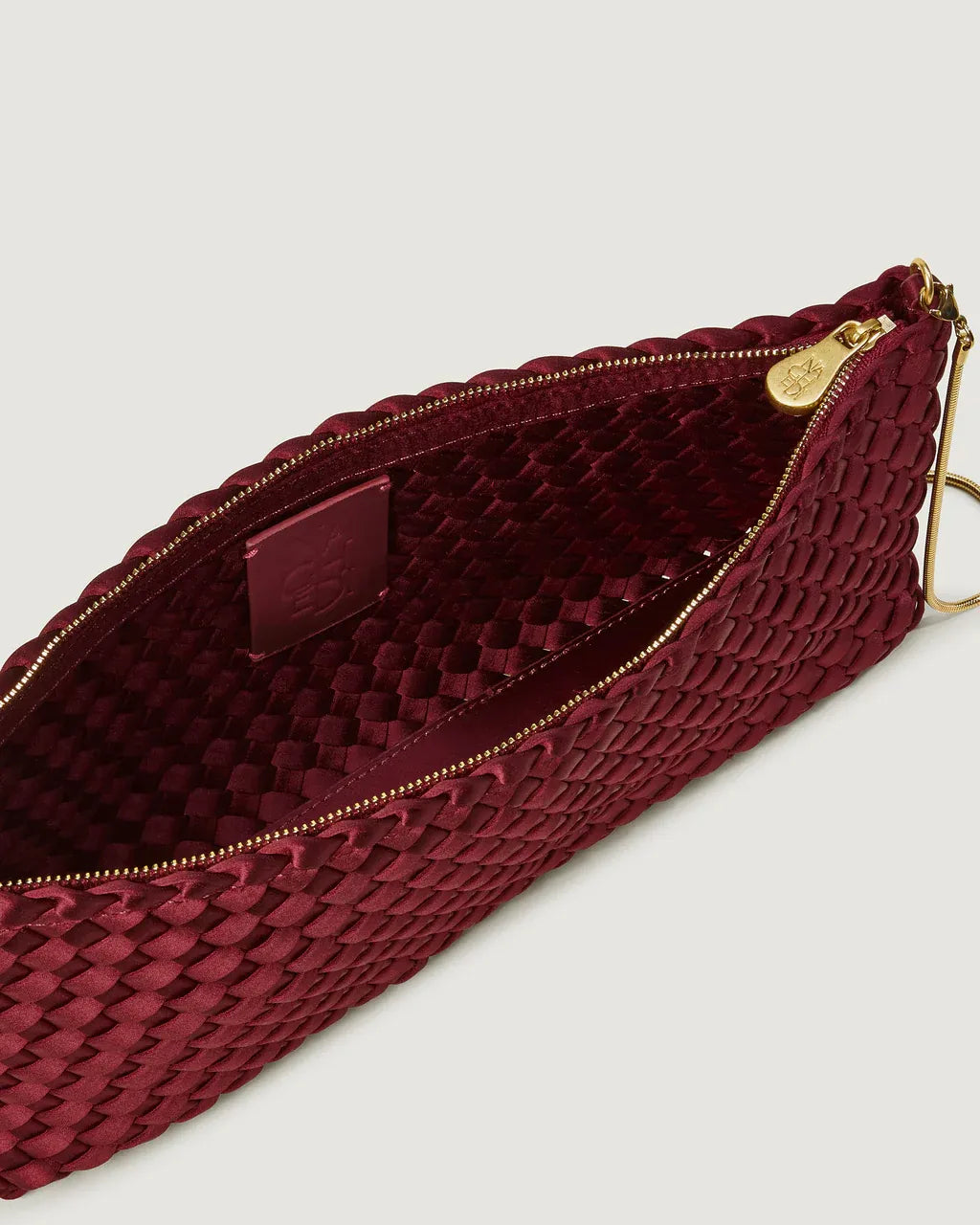 Gala Satin Woven Clutch Bag in Red