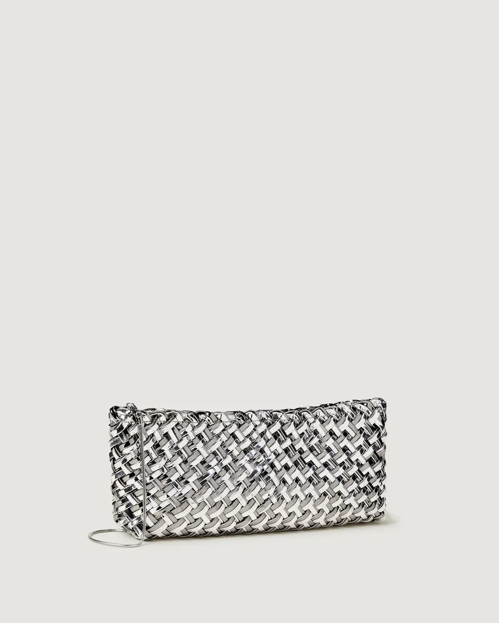 Gala Metallic Woven Clutch Bag in Silver