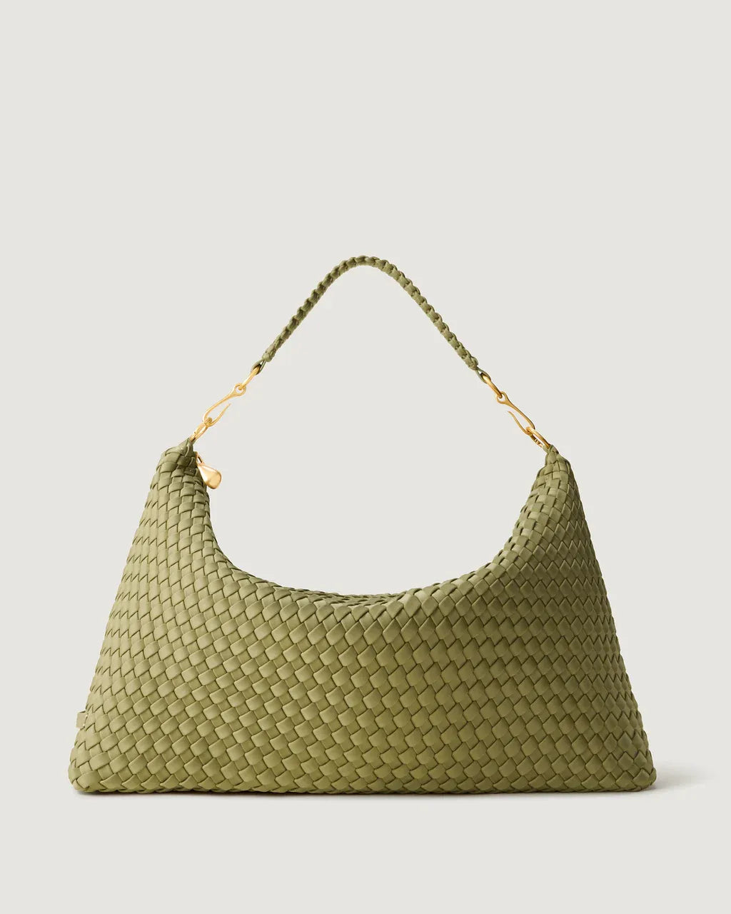 Porto Half Moon Woven Clutch Bag in Green