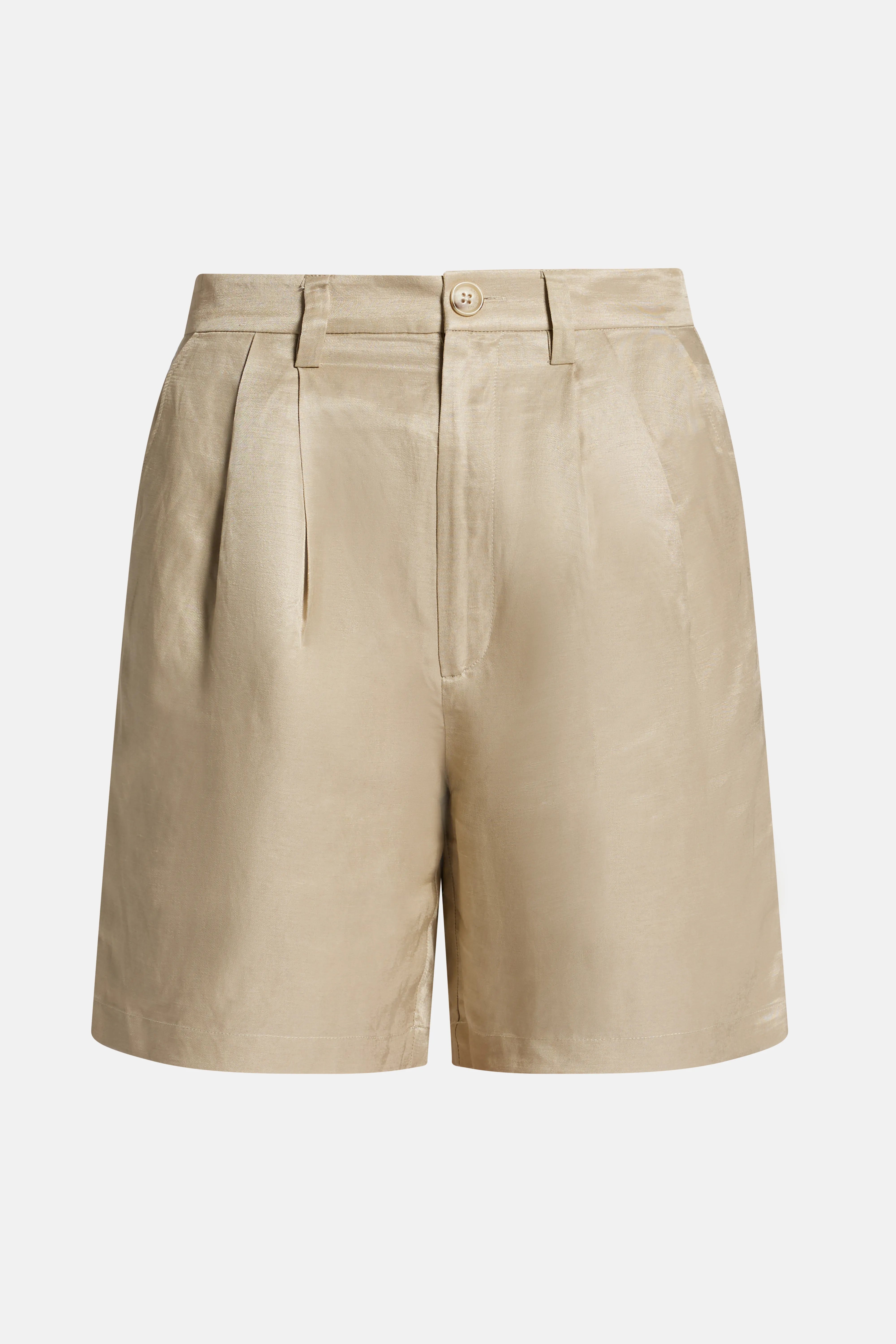 Carrie Linen Blend Shorts in Beige